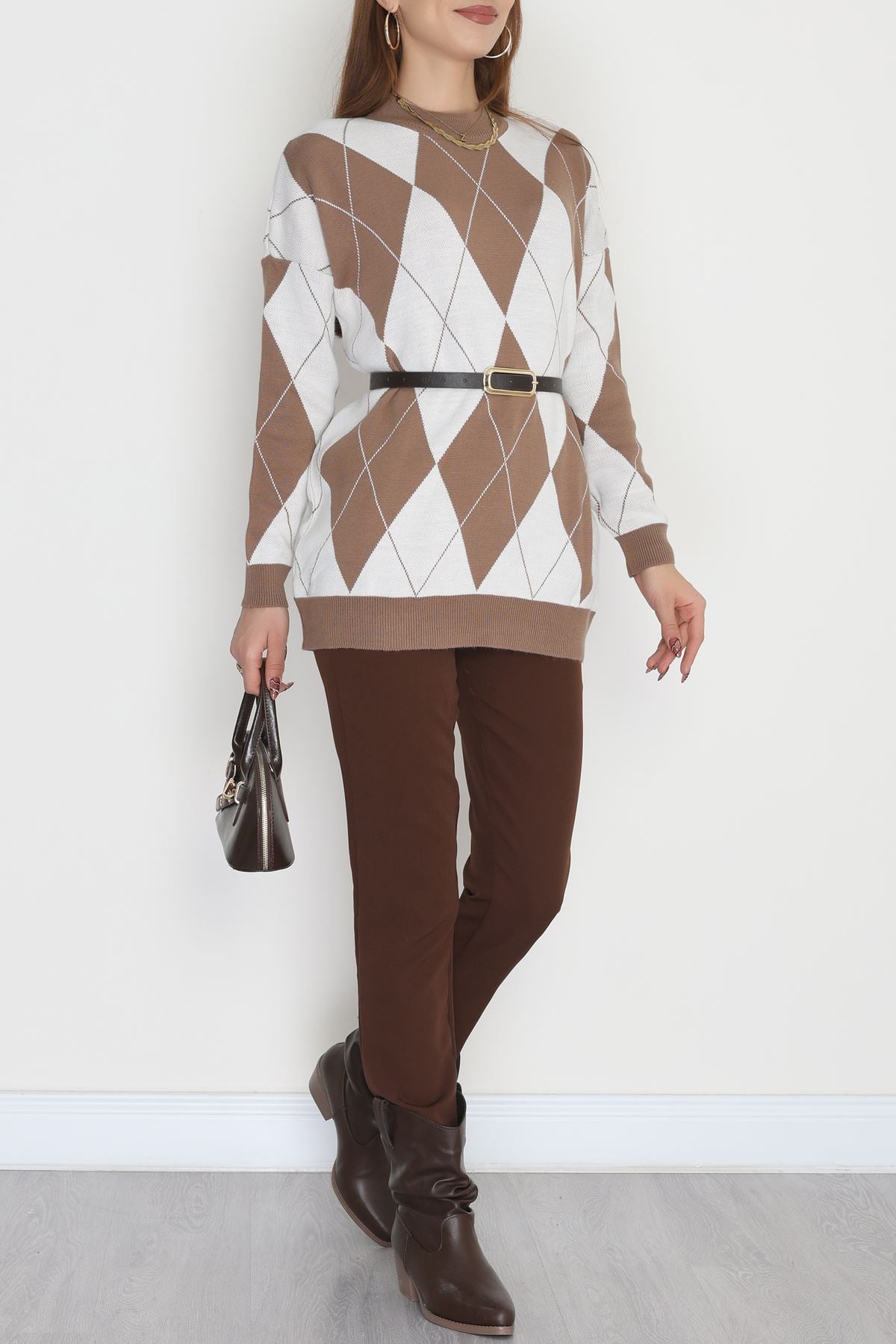 Etnik Desen Triko Mochalatte - 3038.1577.