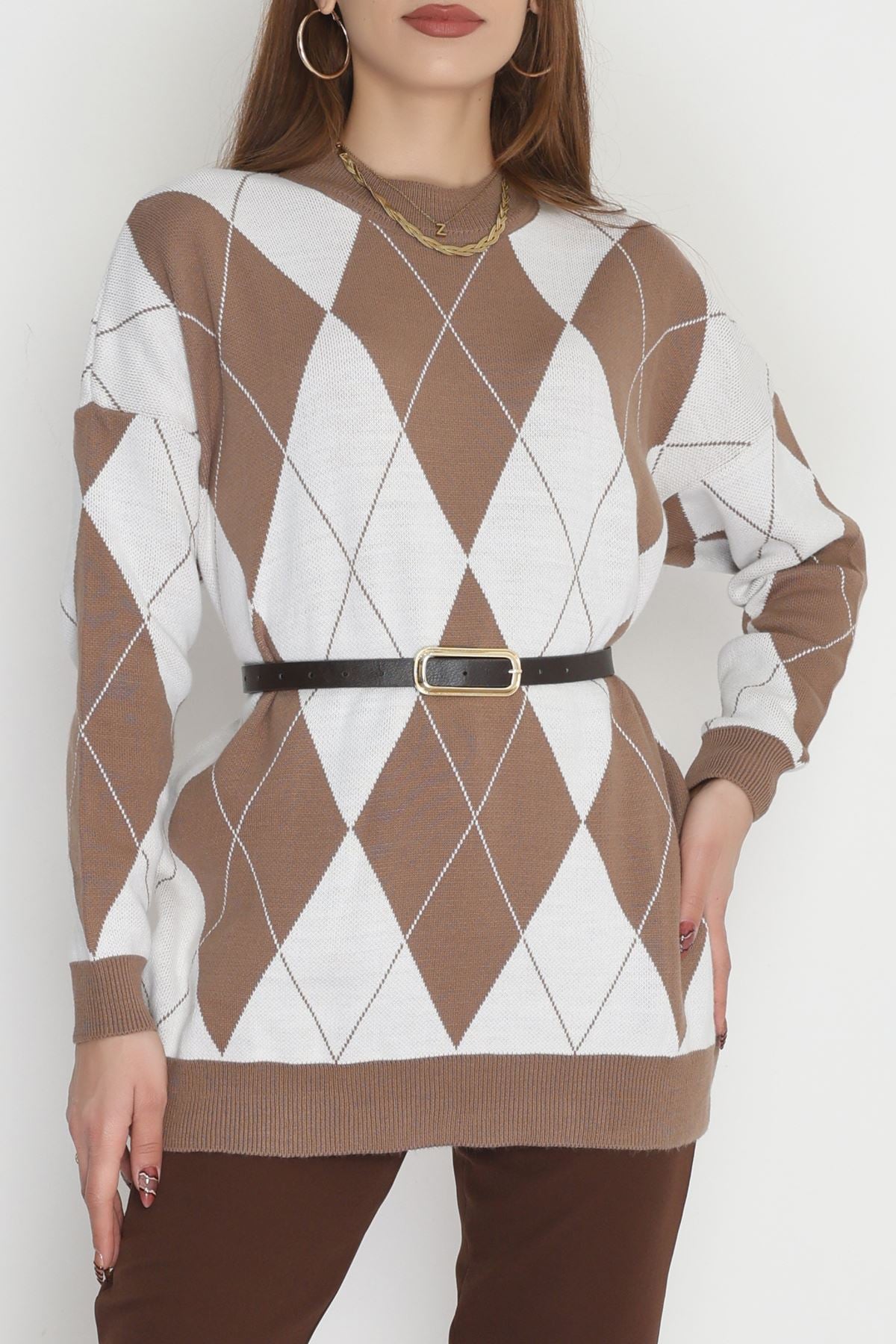 Etnik Desen Triko Mochalatte - 3038.1577.