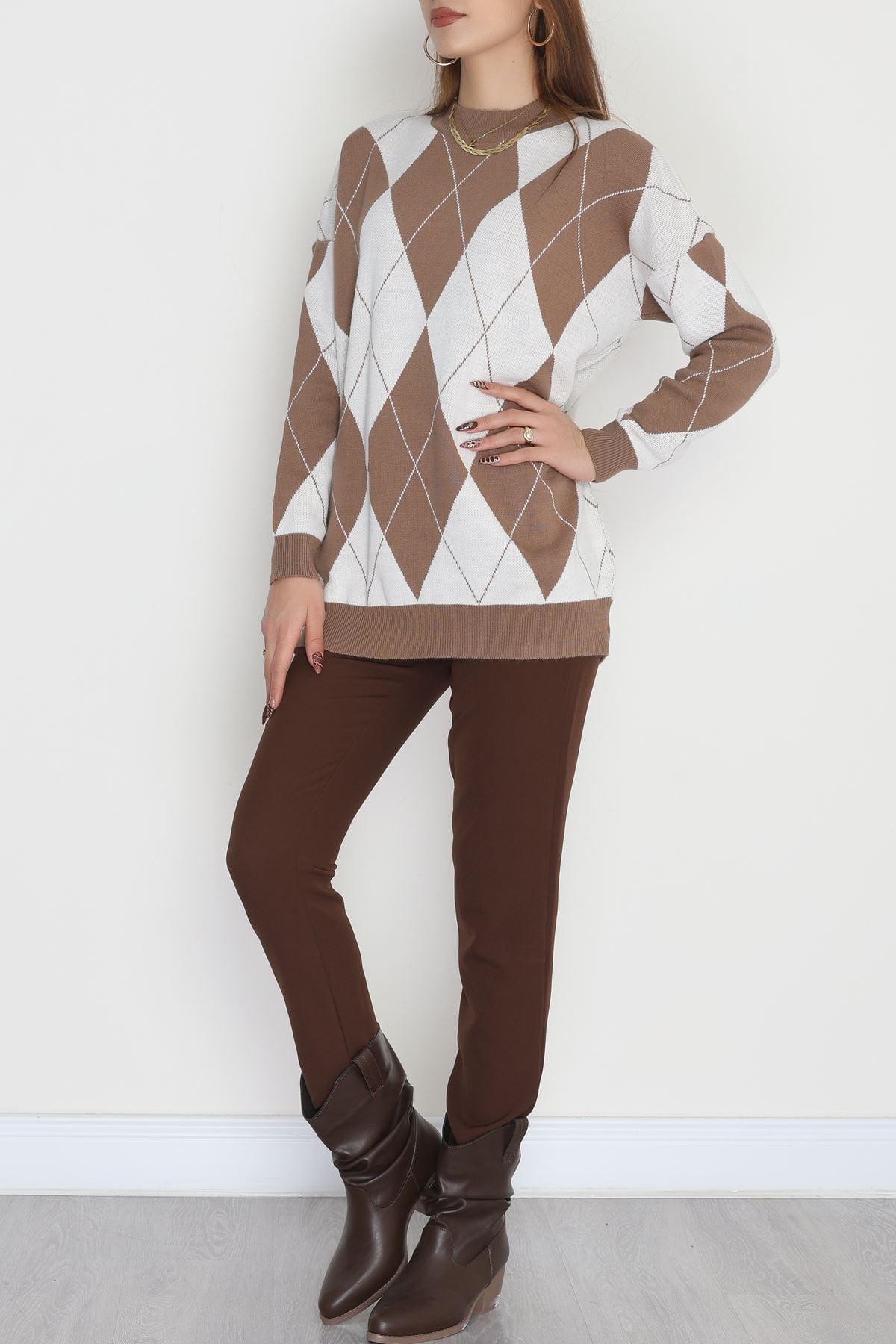 Etnik Desen Triko Mochalatte - 3038.1577.