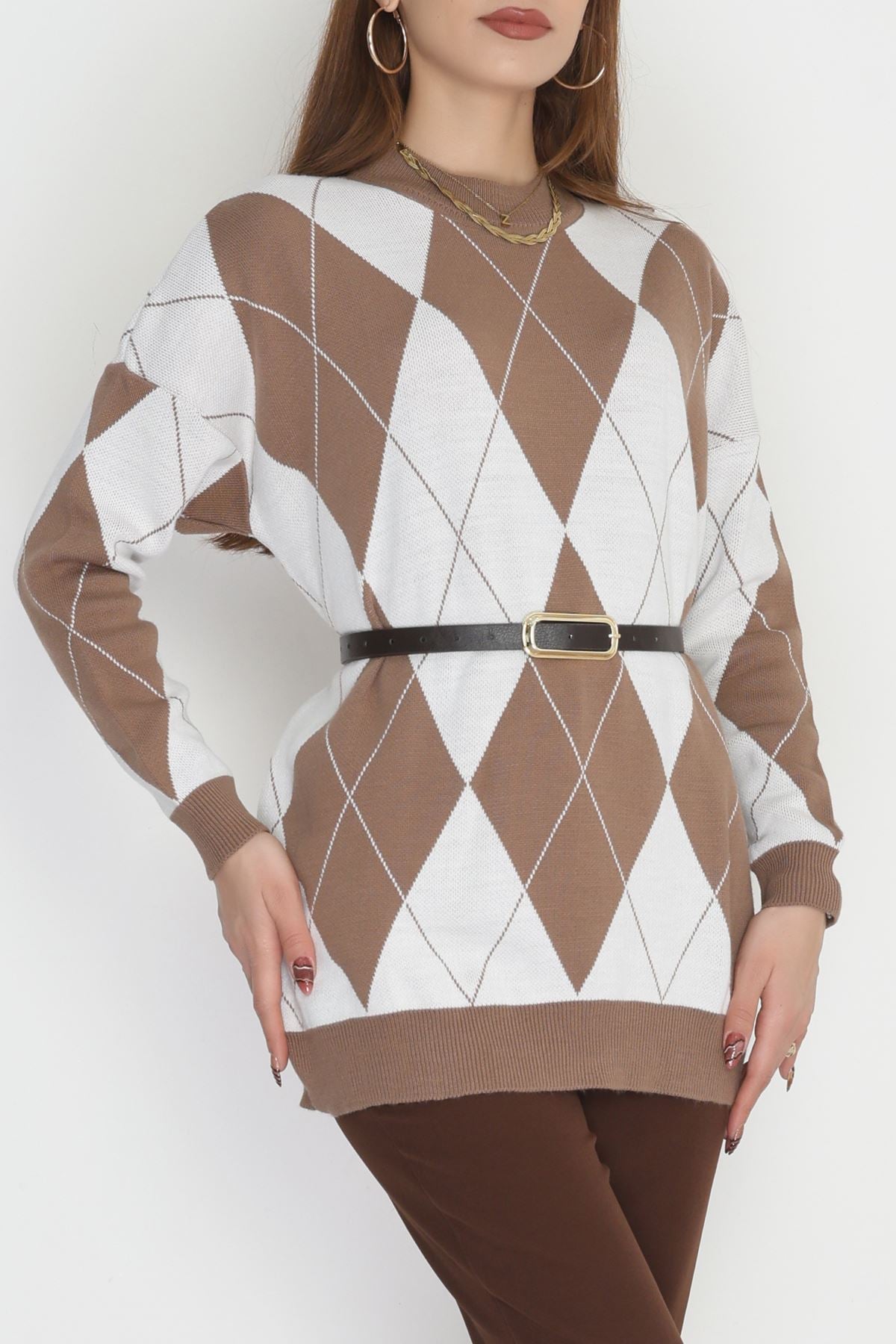 Etnik Desen Triko Mochalatte - 3038.1577.