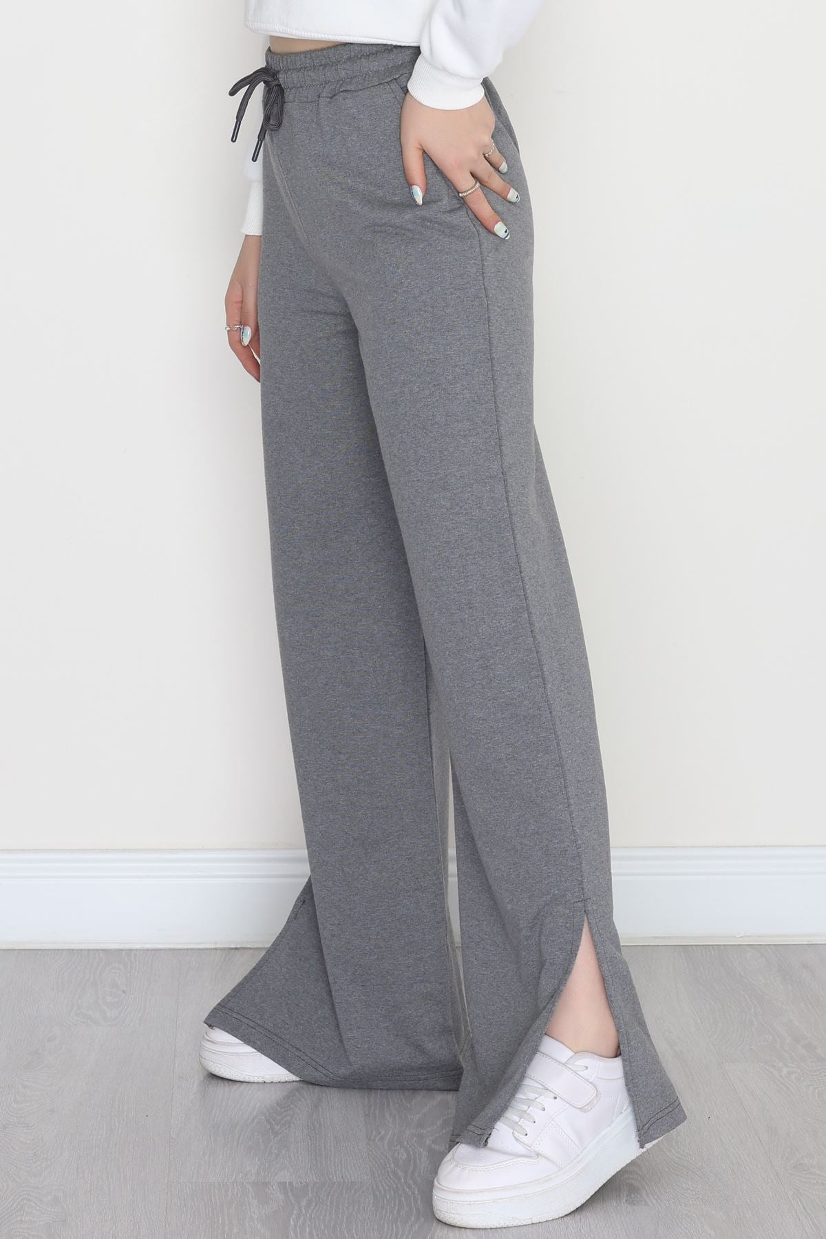 Yırtmaçlı 2 İplik Eşofman Altı Füme - 40025.1857.