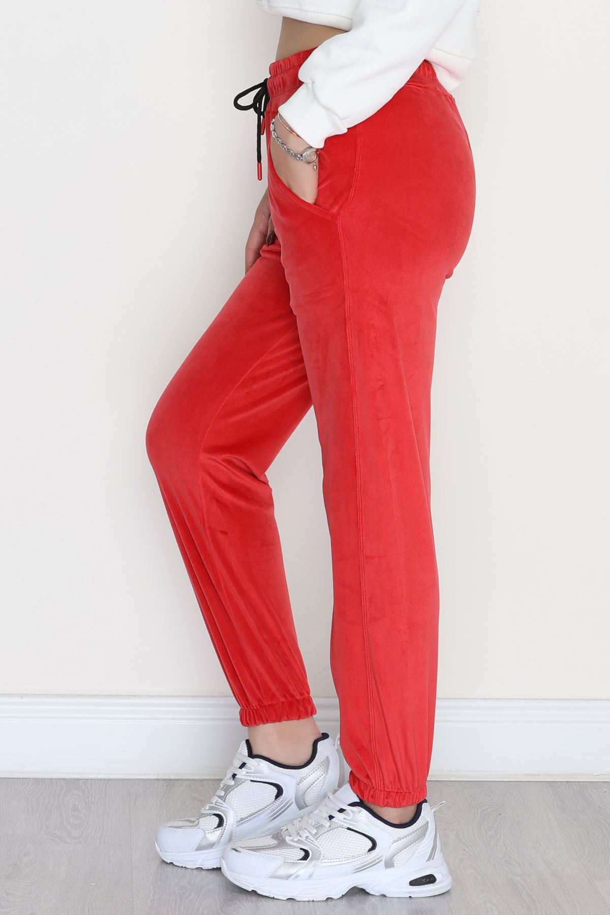 Fransız Kadife Likralı Eşofman Altı Kırmızı - 80902.1301.