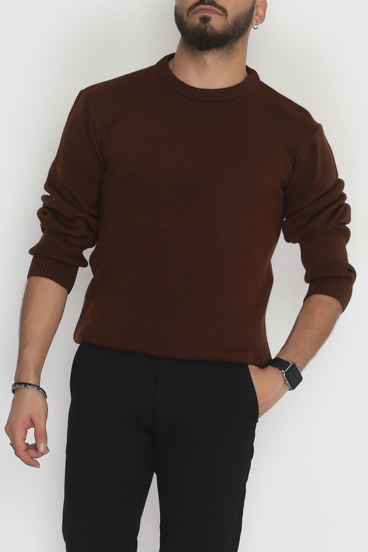 Bisiklet Yaka Erkek Triko Kahve - 70780.1766.