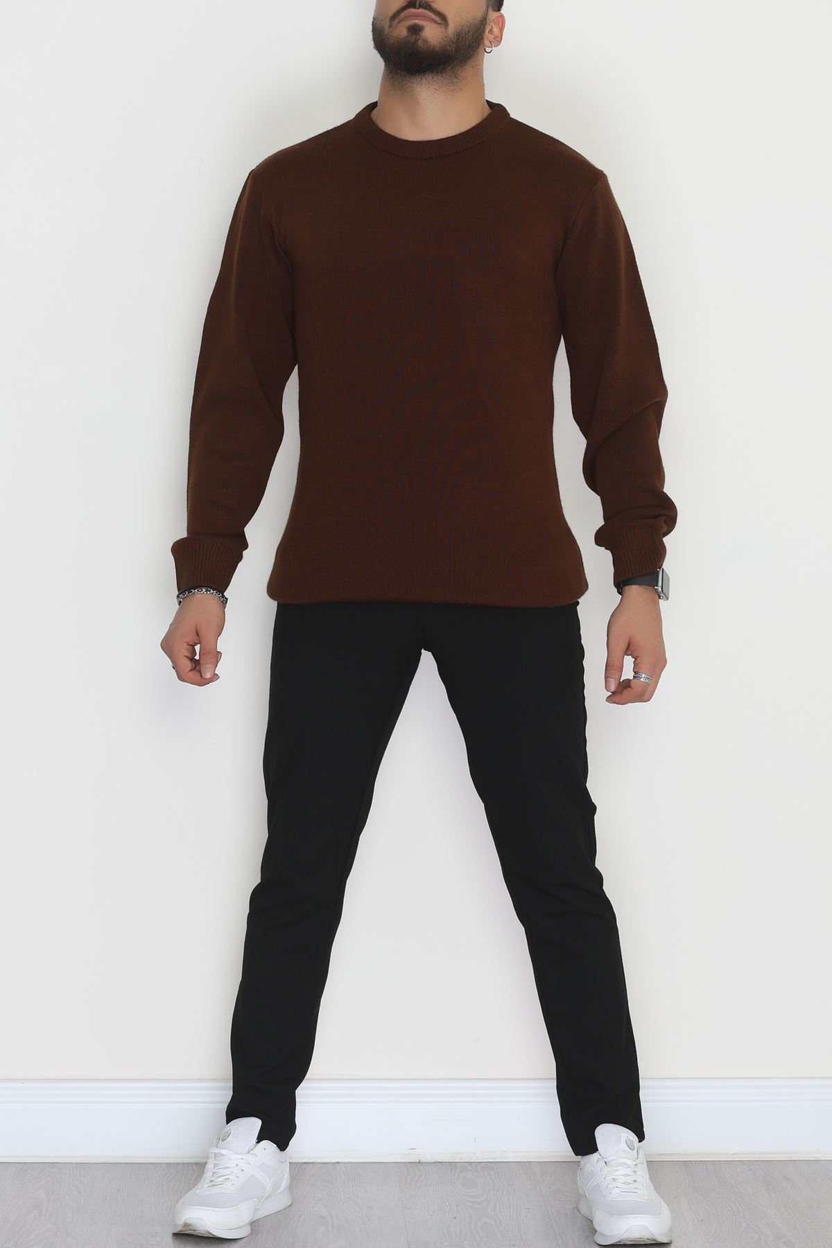 Bisiklet Yaka Erkek Triko Kahve - 70780.1766.