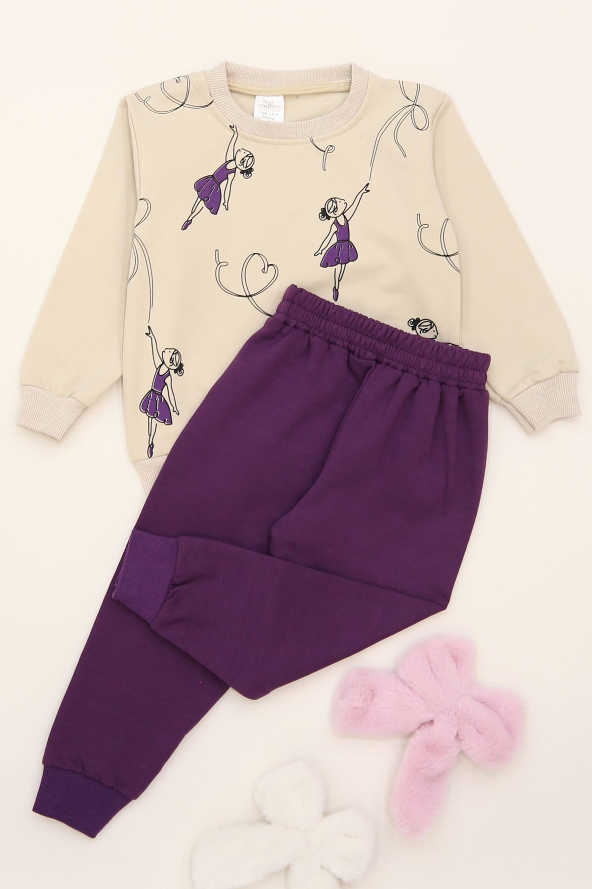 4-10 Yaş 2 İplik Şardonlu İkili Takım Mor - 52039.1776.