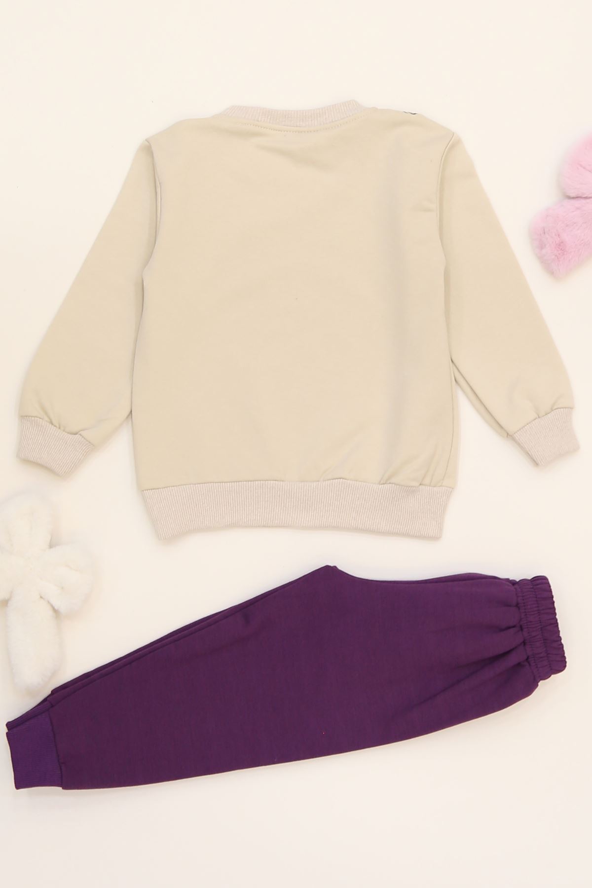 4-10 Yaş 2 İplik Şardonlu İkili Takım Mor - 52039.1776.