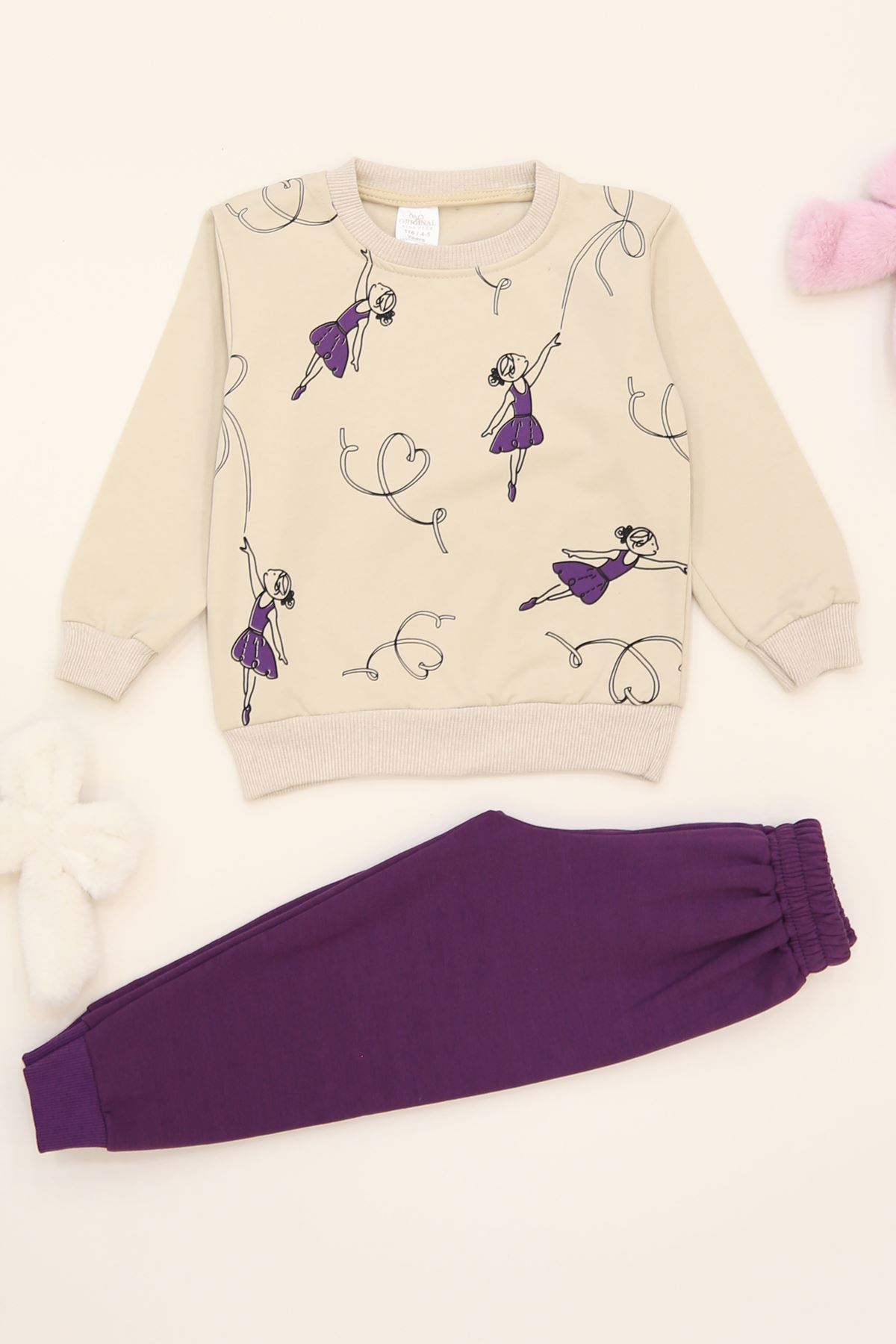 4-10 Yaş 2 İplik Şardonlu İkili Takım Mor - 52039.1776.