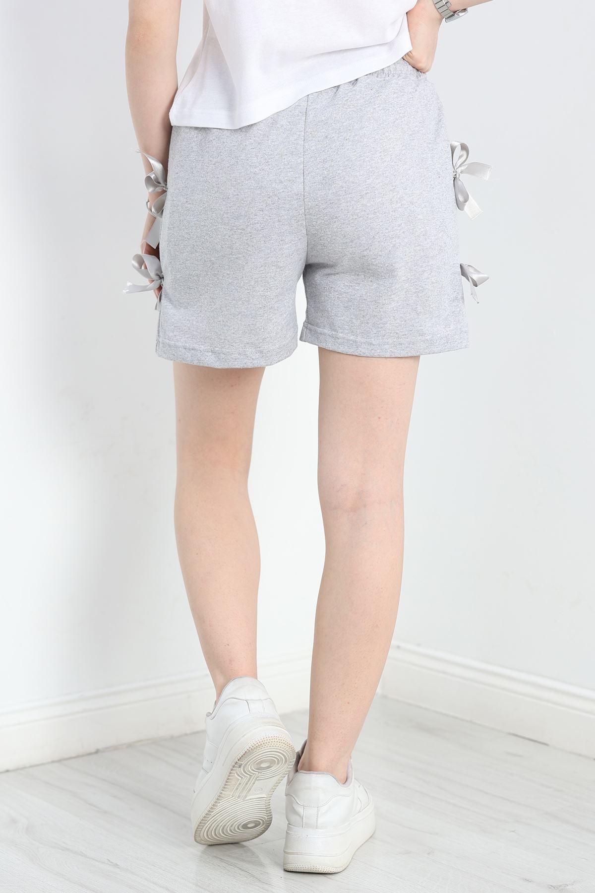 Kurdele Detay İki İplik Şort Gri - 50405.1857.