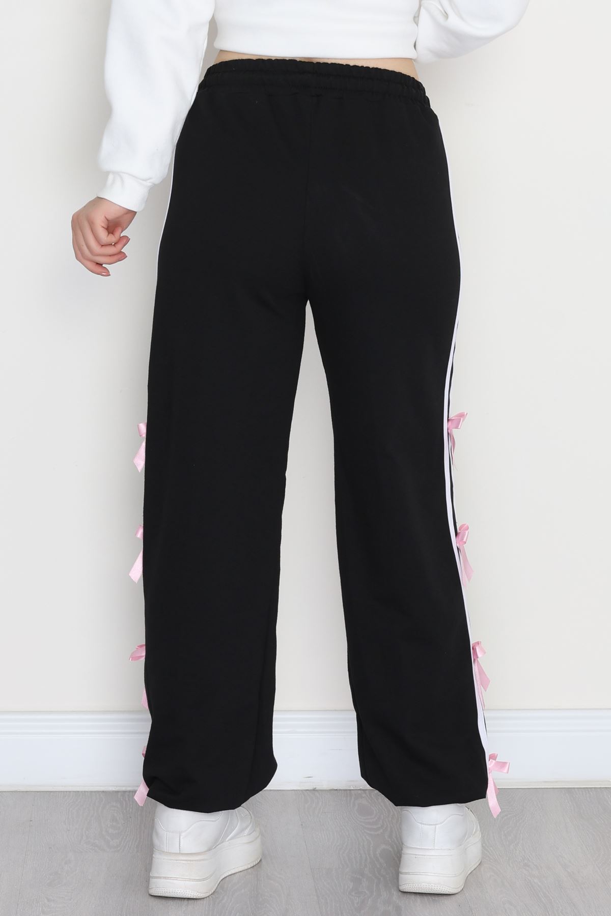 Kurdele Detaylı 2 İplik Eşofman Altı Siyah - 50528.1857.