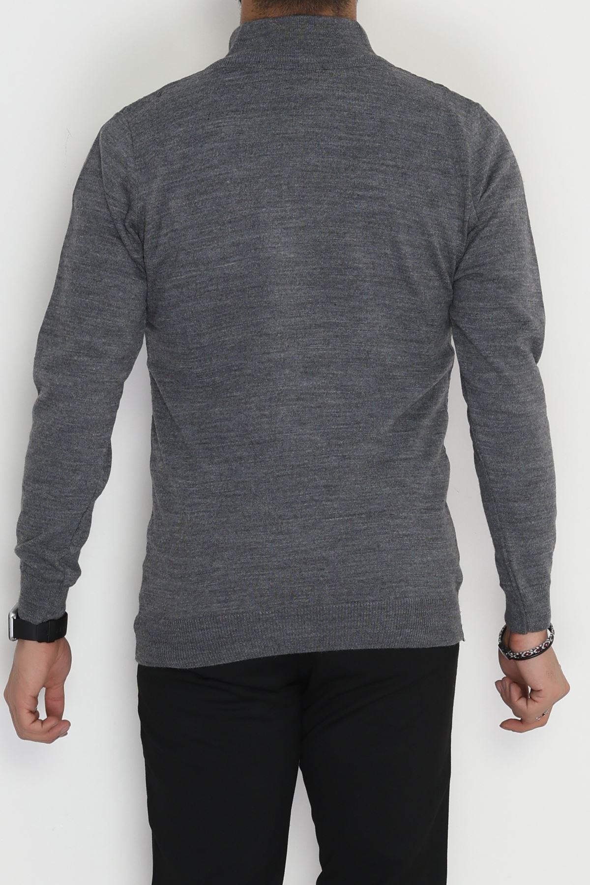 Yakası Fermuarlı Erkek Triko Füme - 2540.2052.