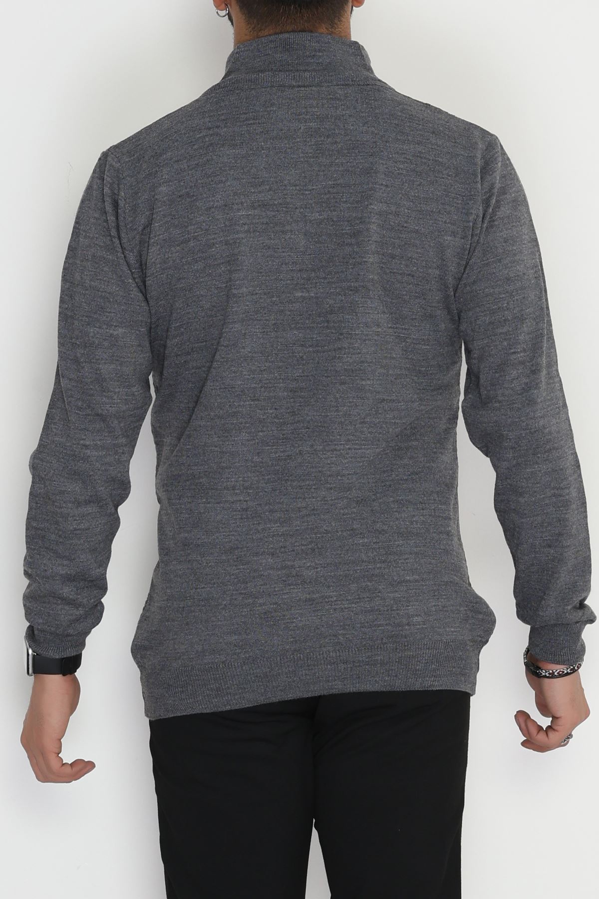 Yakası Fermuarlı Erkek Triko Füme - 2540.2052.