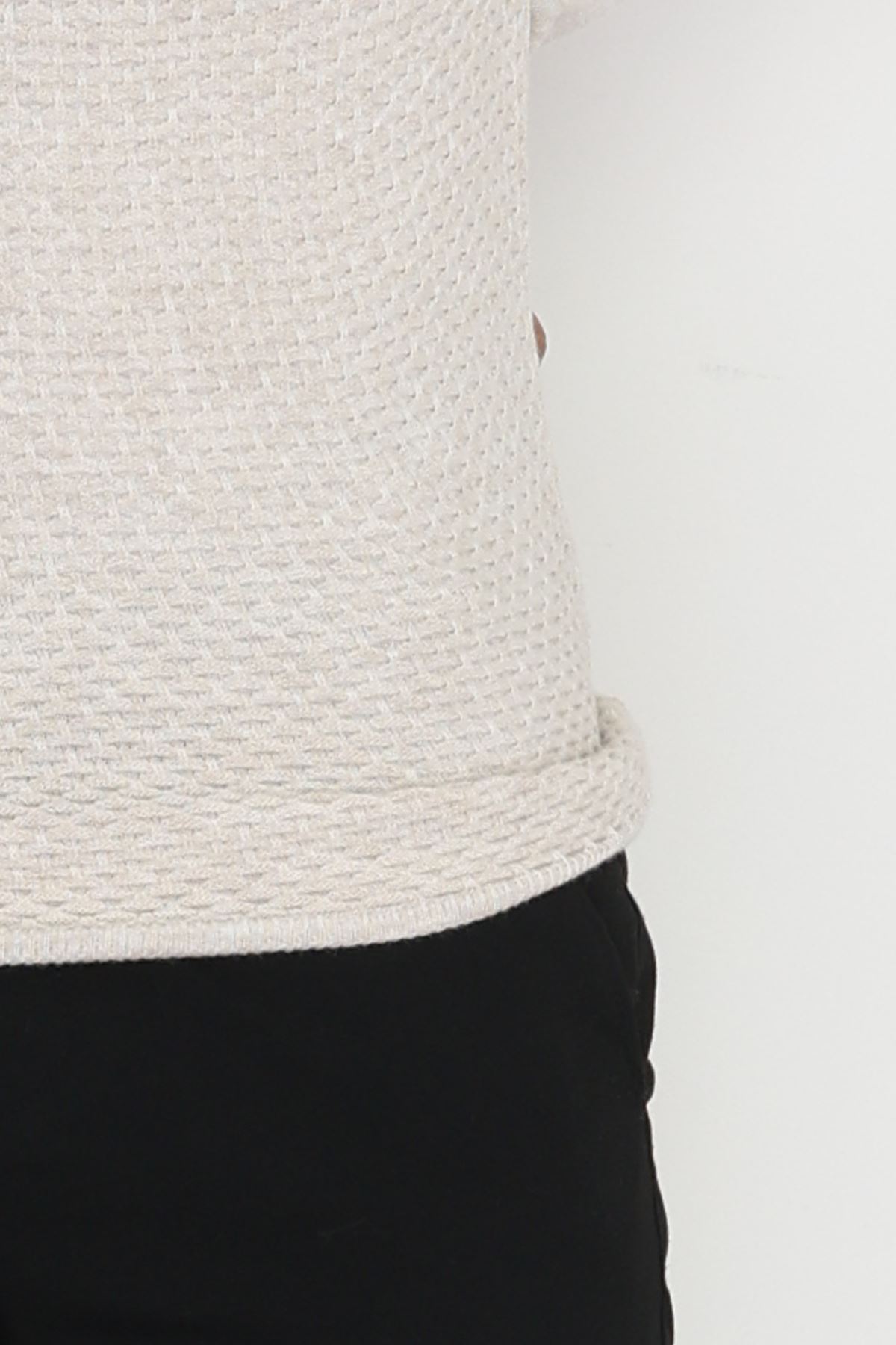 Yakası Fermuarlı Erkek Triko Taş - 2520.2052.