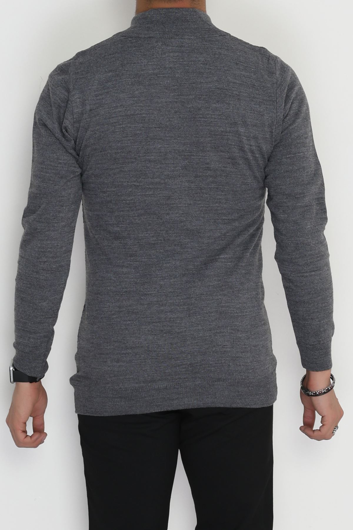 Yakası Fermuarlı Erkek Triko Füme - 2520.2052.