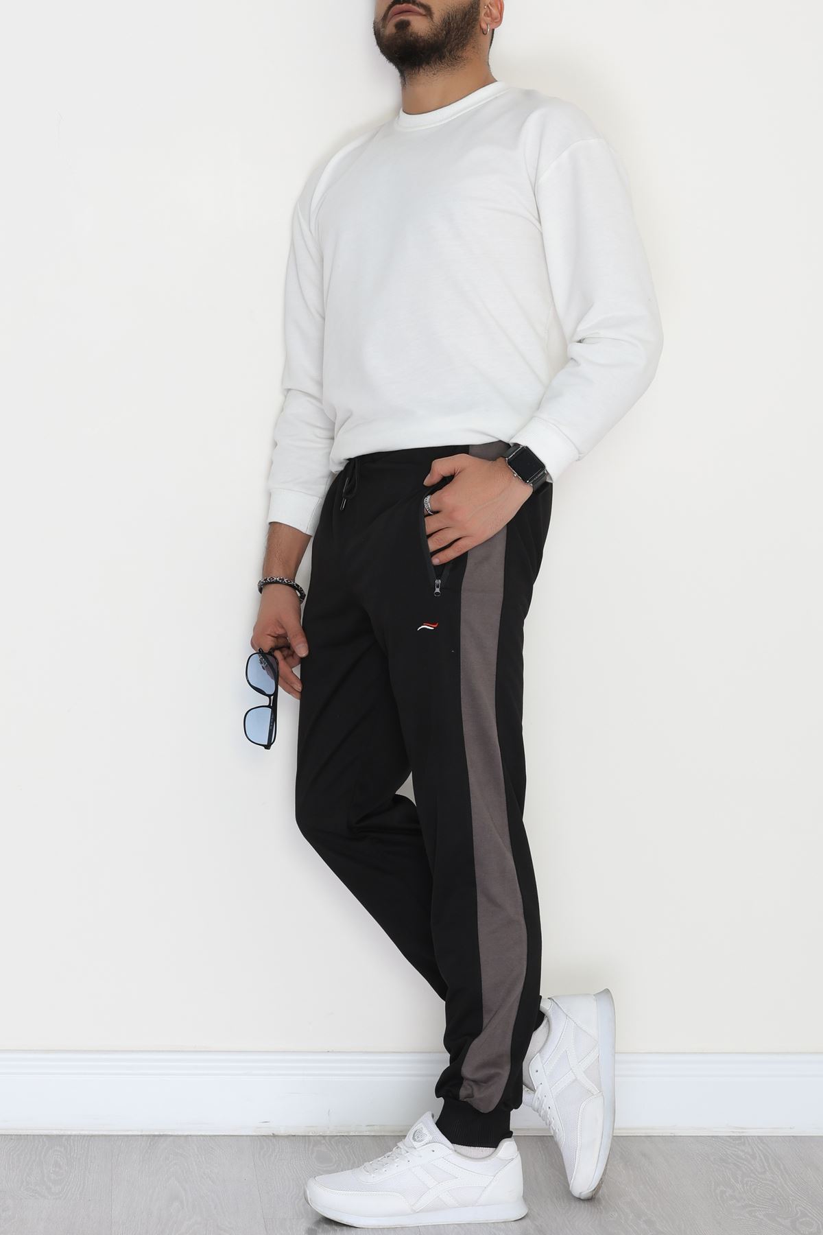 Şeritli Worteks Erkek Eşofman Altı Siyah1 - 42151.1937.