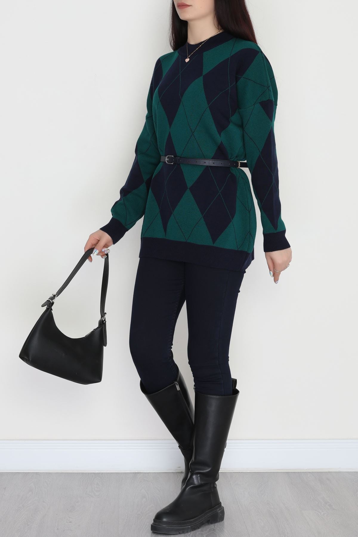 Etnik Desen Triko Lacivert Nefti - 3038.1577.