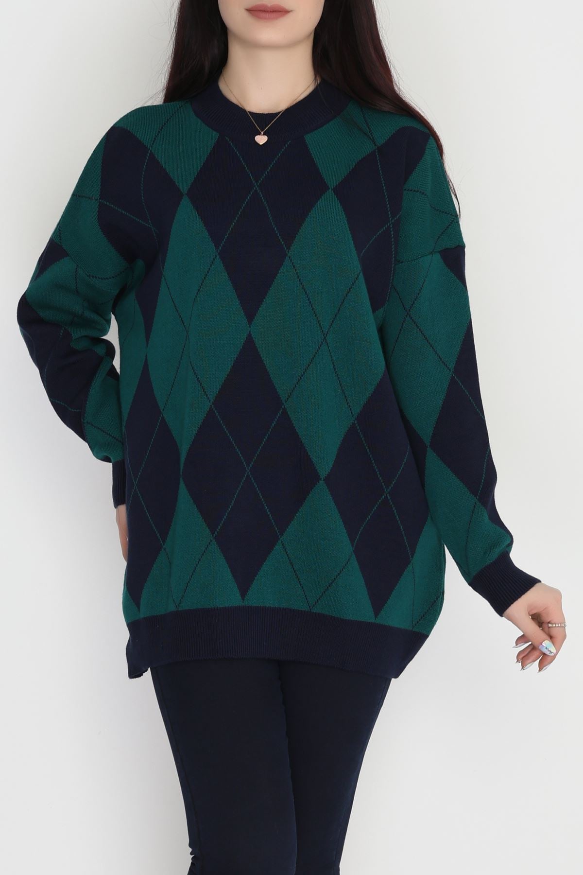 Etnik Desen Triko Lacivert Nefti - 3038.1577.