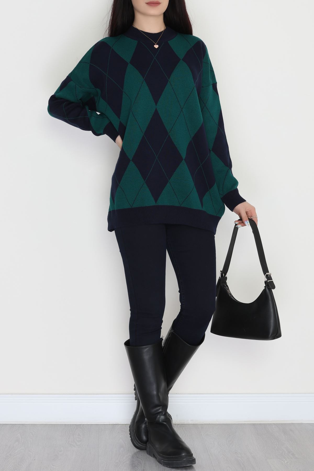 Etnik Desen Triko Lacivert Nefti - 3038.1577.