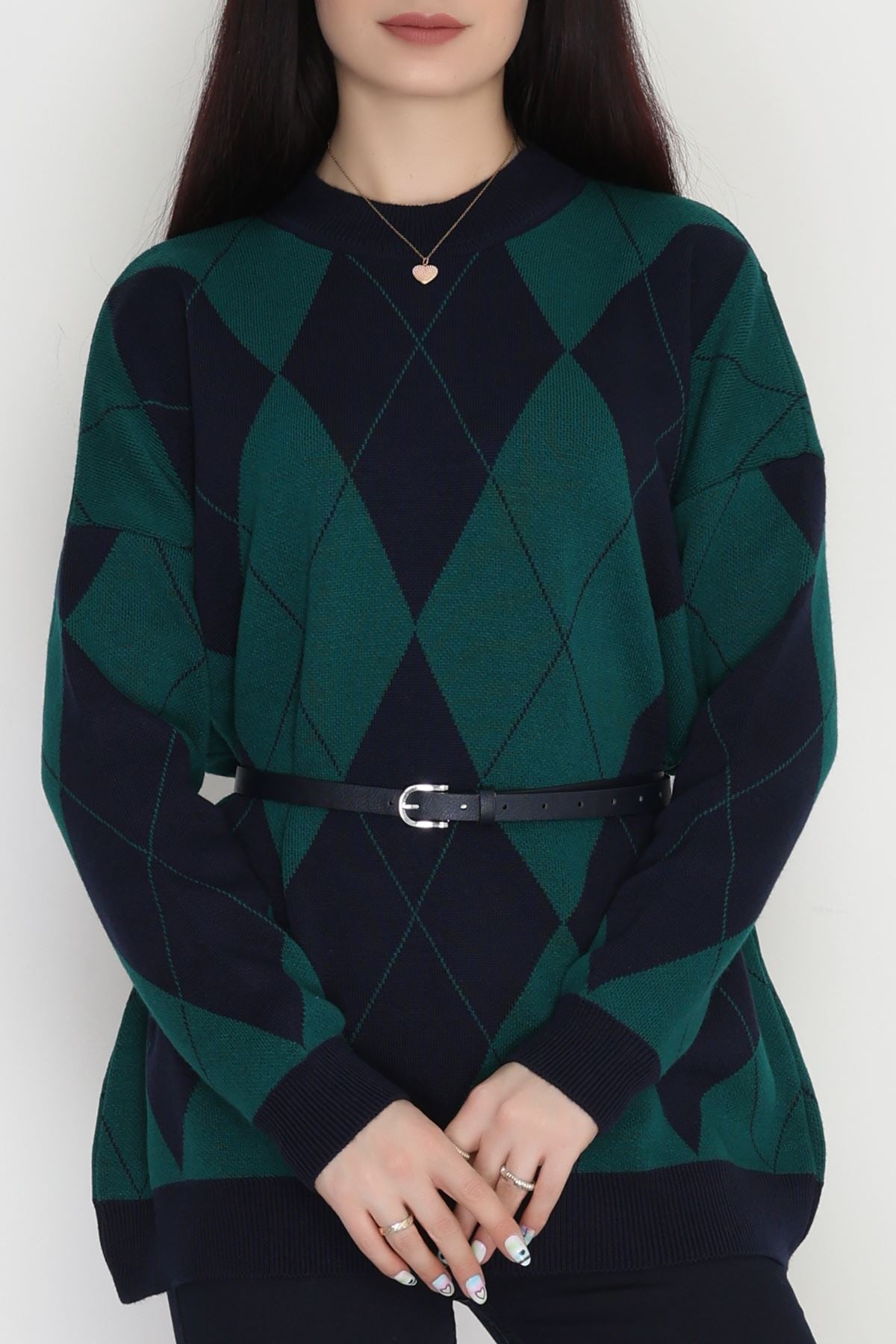 Etnik Desen Triko Lacivert Nefti - 3038.1577.