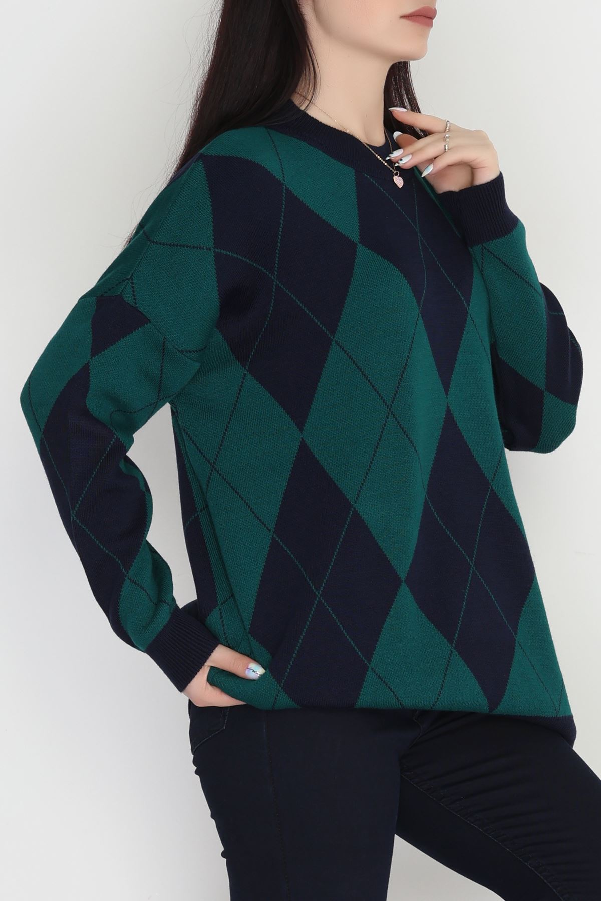 Etnik Desen Triko Lacivert Nefti - 3038.1577.