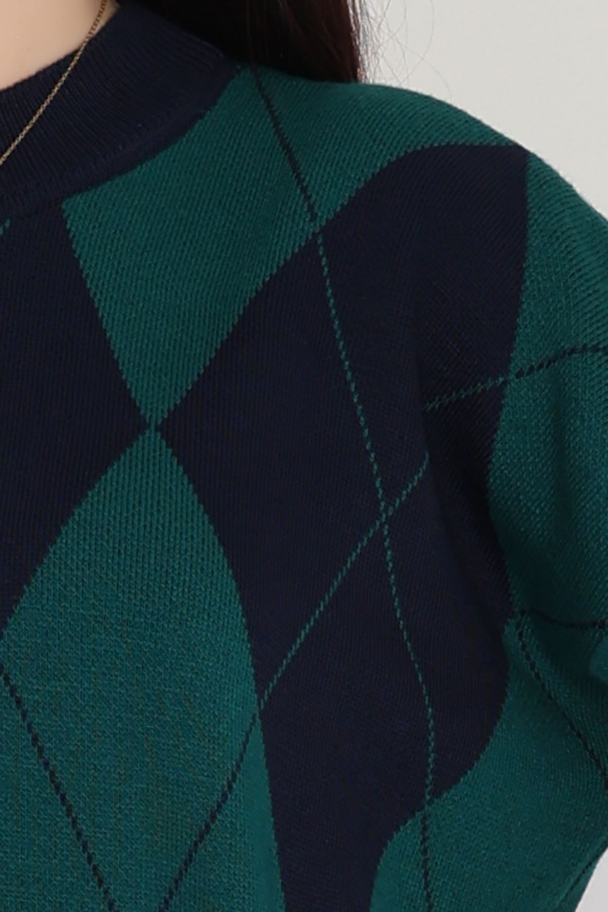 Etnik Desen Triko Lacivert Nefti - 3038.1577.