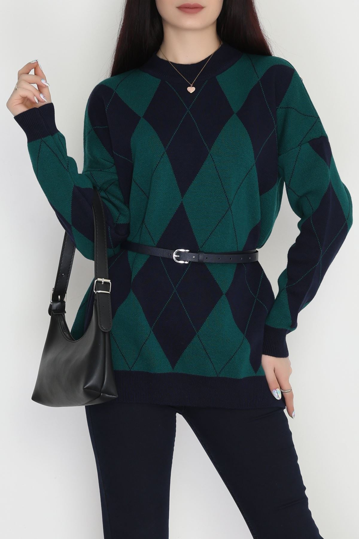 Etnik Desen Triko Lacivert Nefti - 3038.1577.