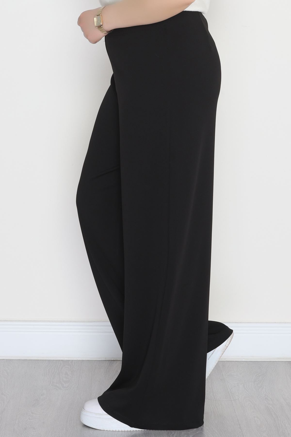 Full Likra İthal Krep Yandan Fermuarlı Büyük Beden Pantolon Siyah - 90162.1837.