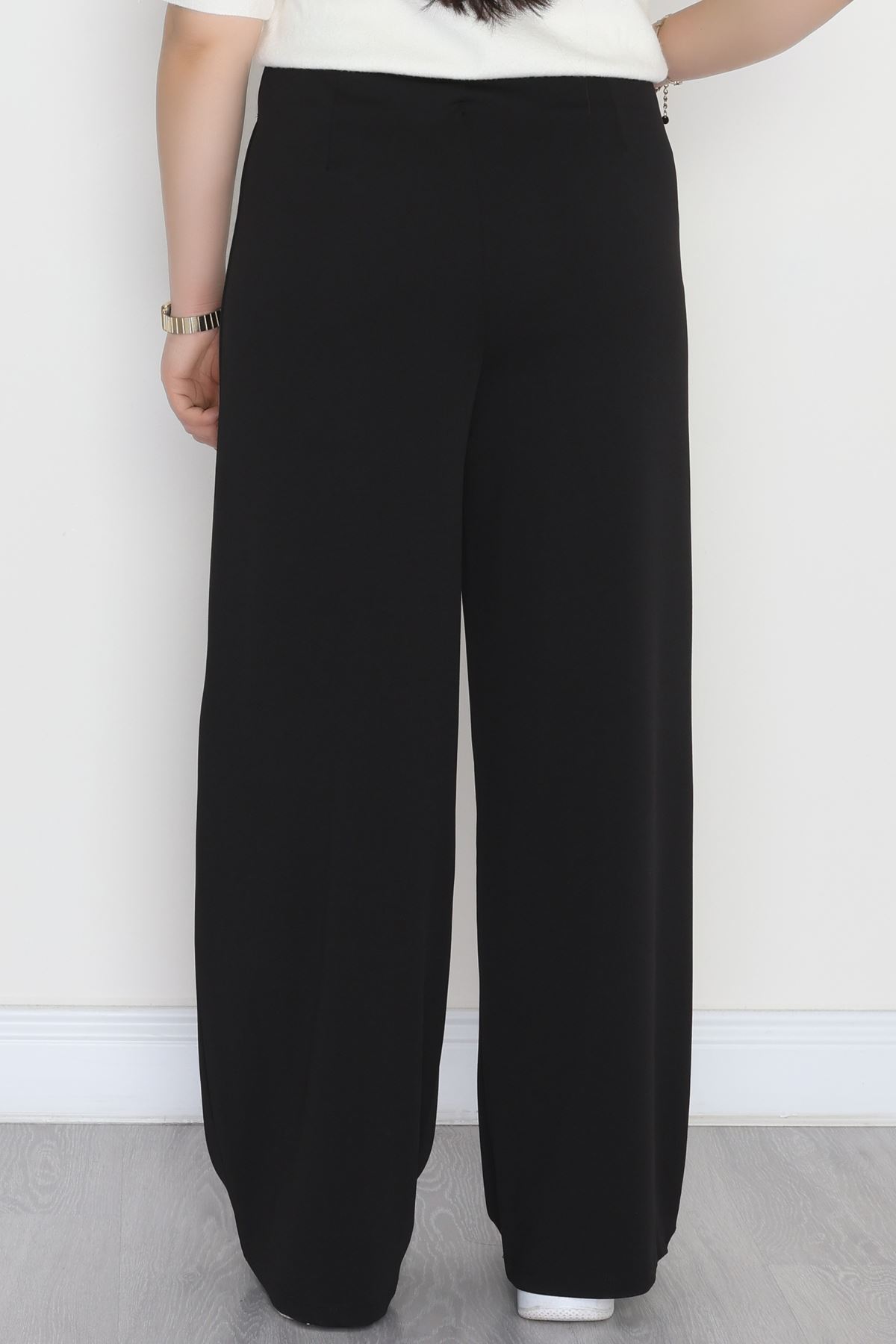 Full Likra İthal Krep Yandan Fermuarlı Büyük Beden Pantolon Siyah - 90162.1837.