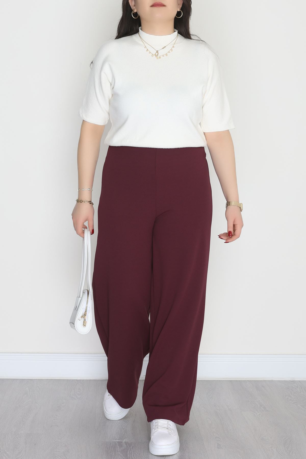 Full Likra İthal Krep Yandan Fermuarlı Büyük Beden Pantolon Sumak - 90162.1837.