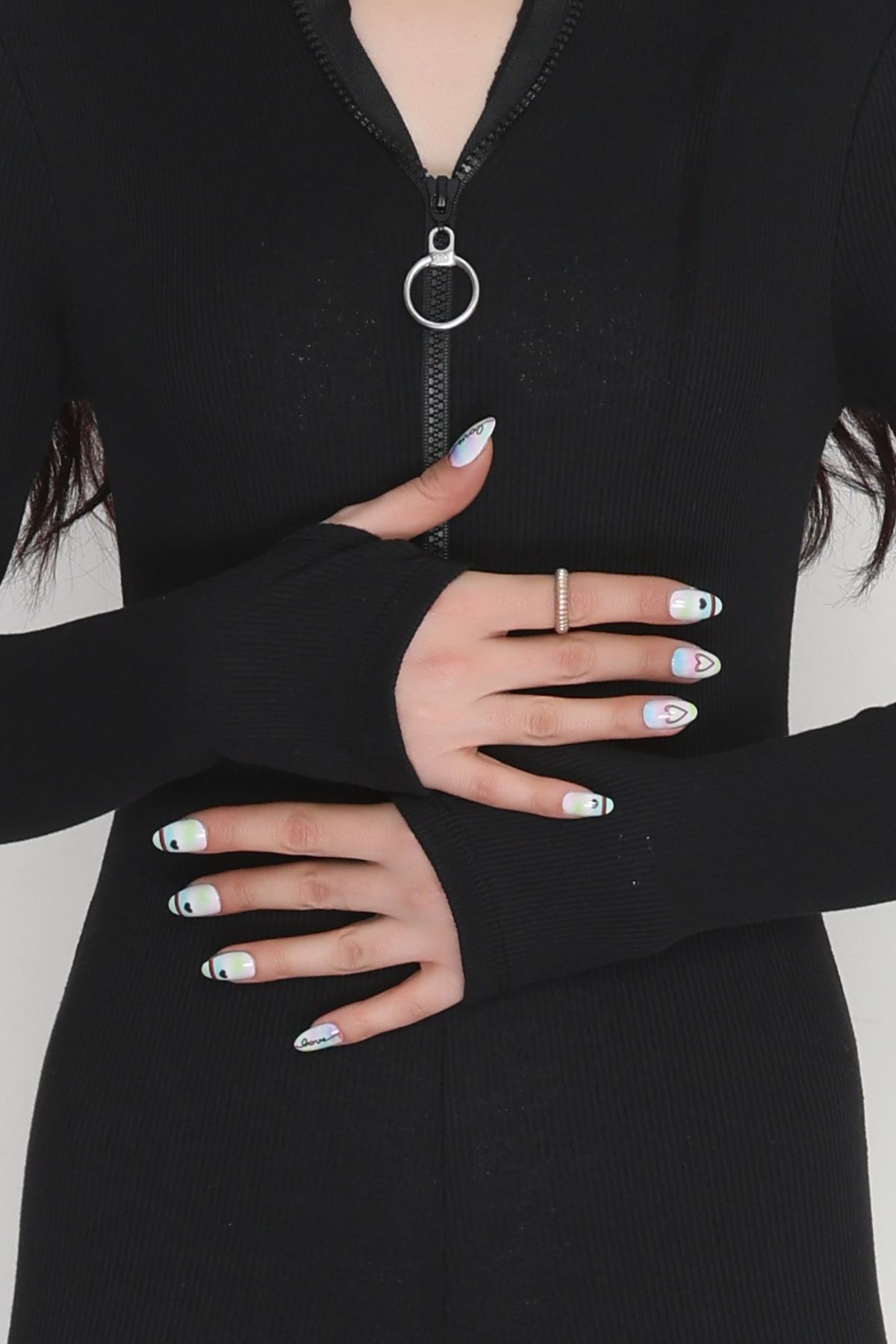 Ön Fermuar Detaylı Likralı Kaşkorse Tulum Siyah - 42620.1748.