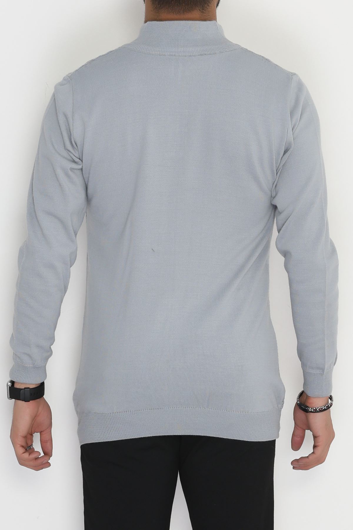 Yakası Fermuarlı Erkek Triko Gri - 2520.2052.