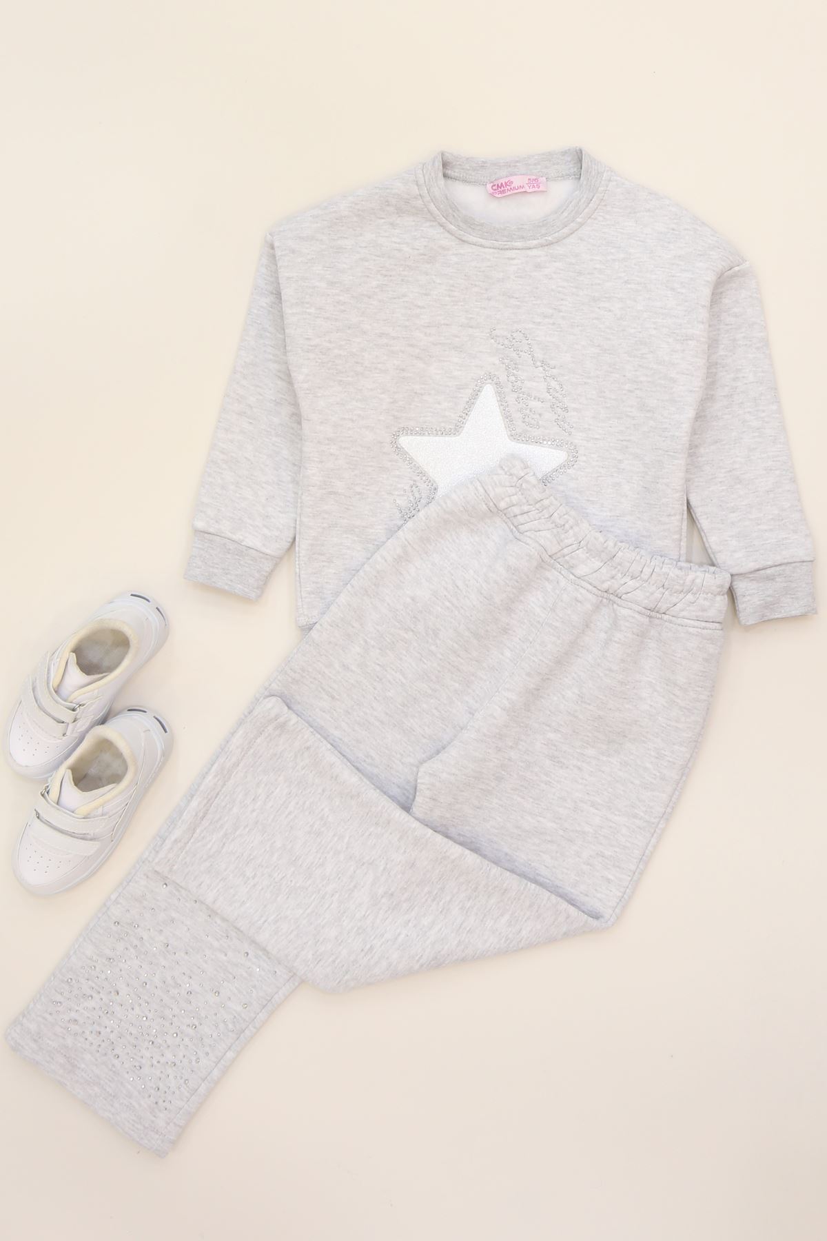 5-12 Yaş 3 İplik Şardonlu İkili Takım Gri - 60320.1867.