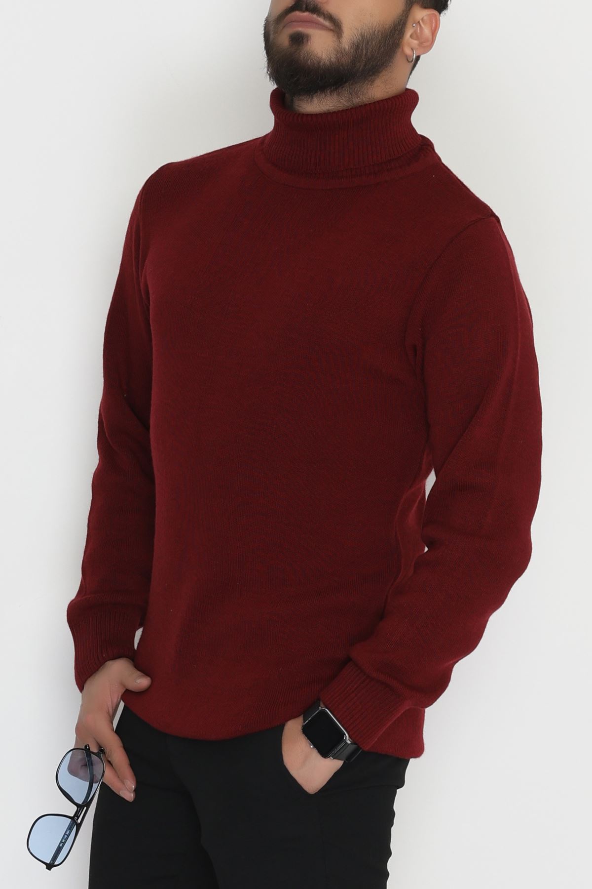 Balıkçı Yaka Erkek Triko Bordo - 42552.1766.