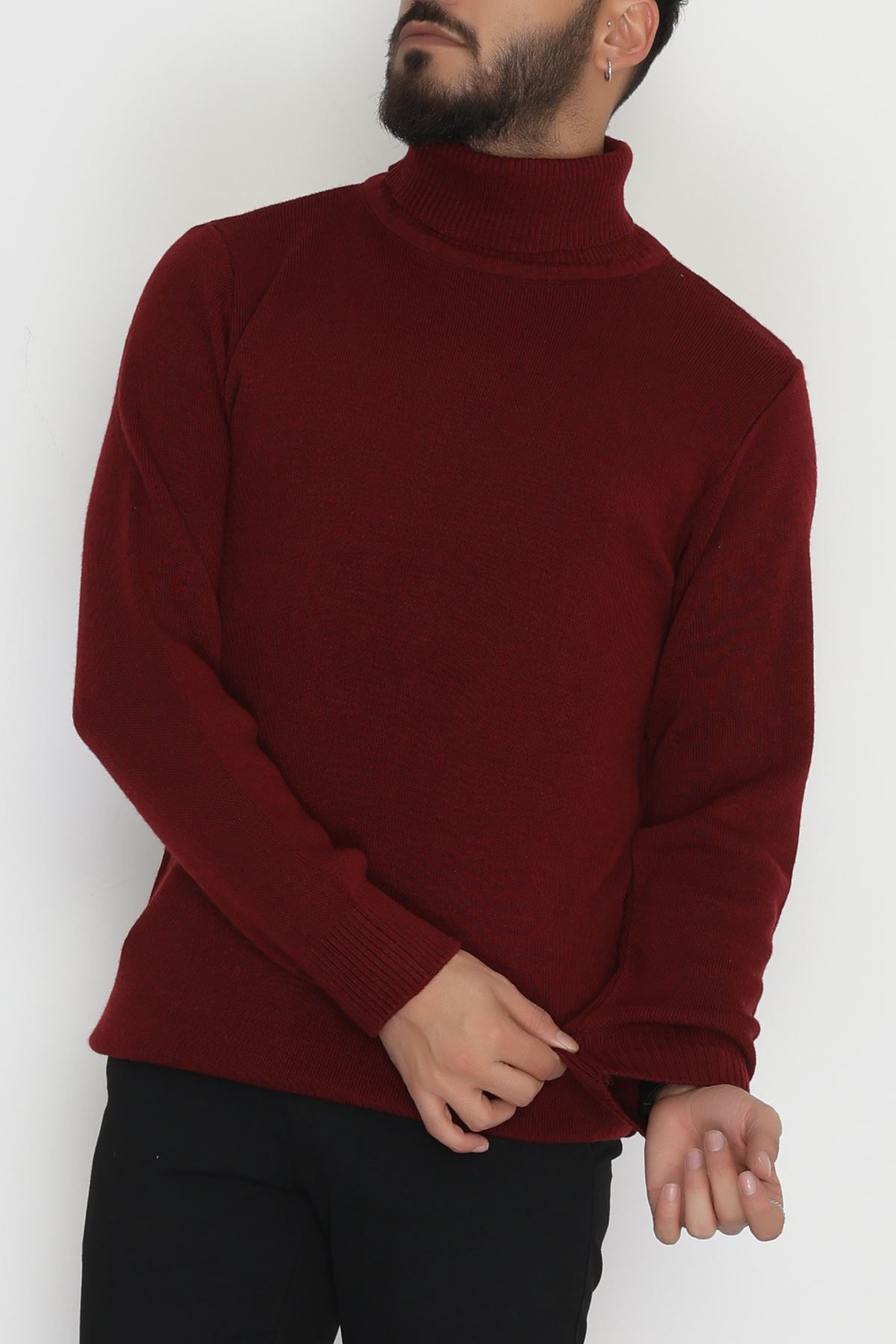 Balıkçı Yaka Erkek Triko Bordo - 42552.1766.