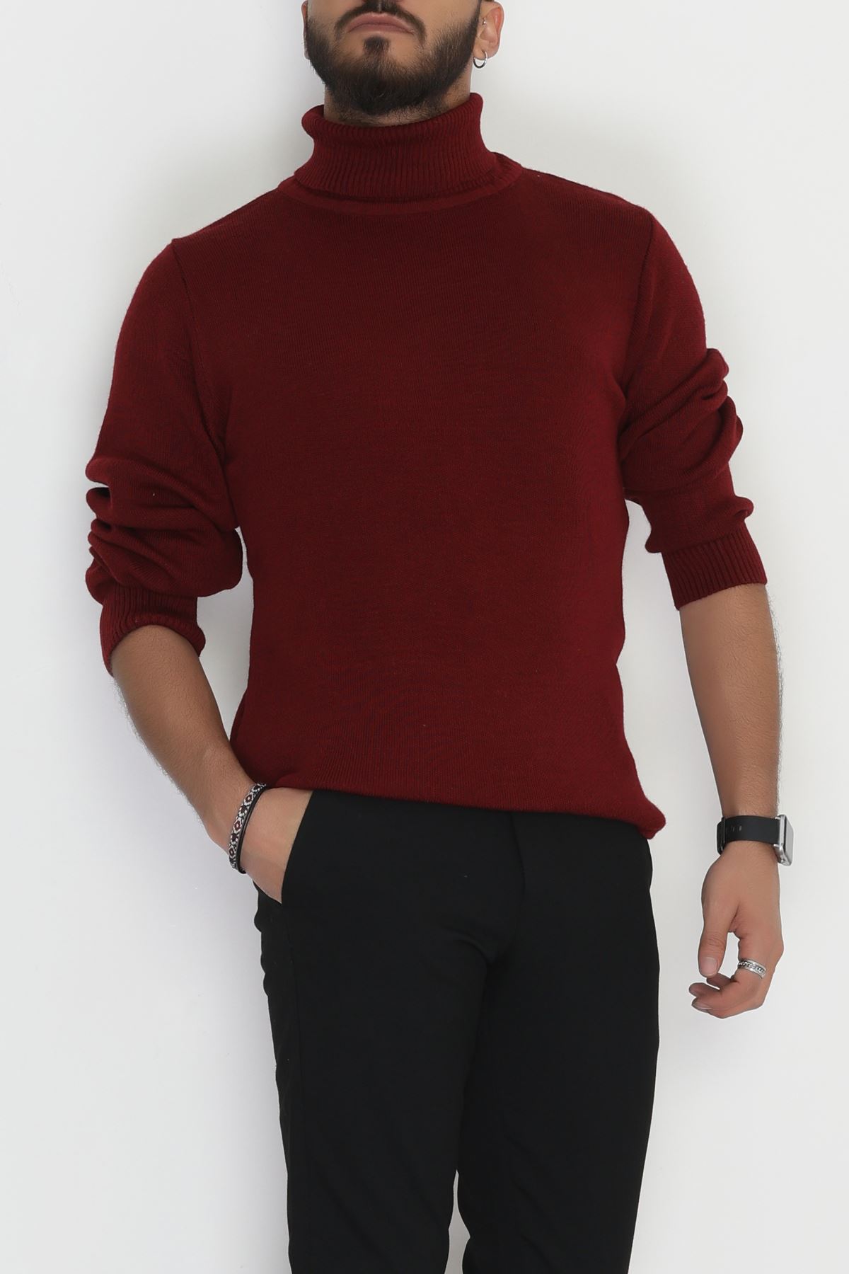 Balıkçı Yaka Erkek Triko Bordo - 42552.1766.