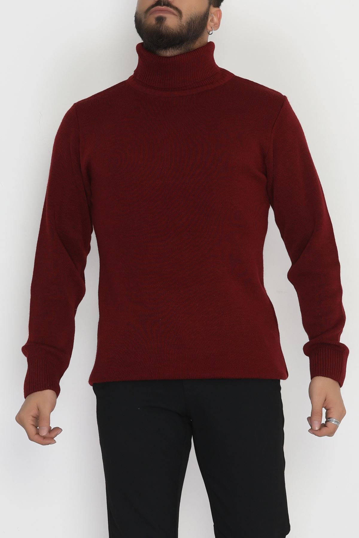 Balıkçı Yaka Erkek Triko Bordo - 42552.1766.