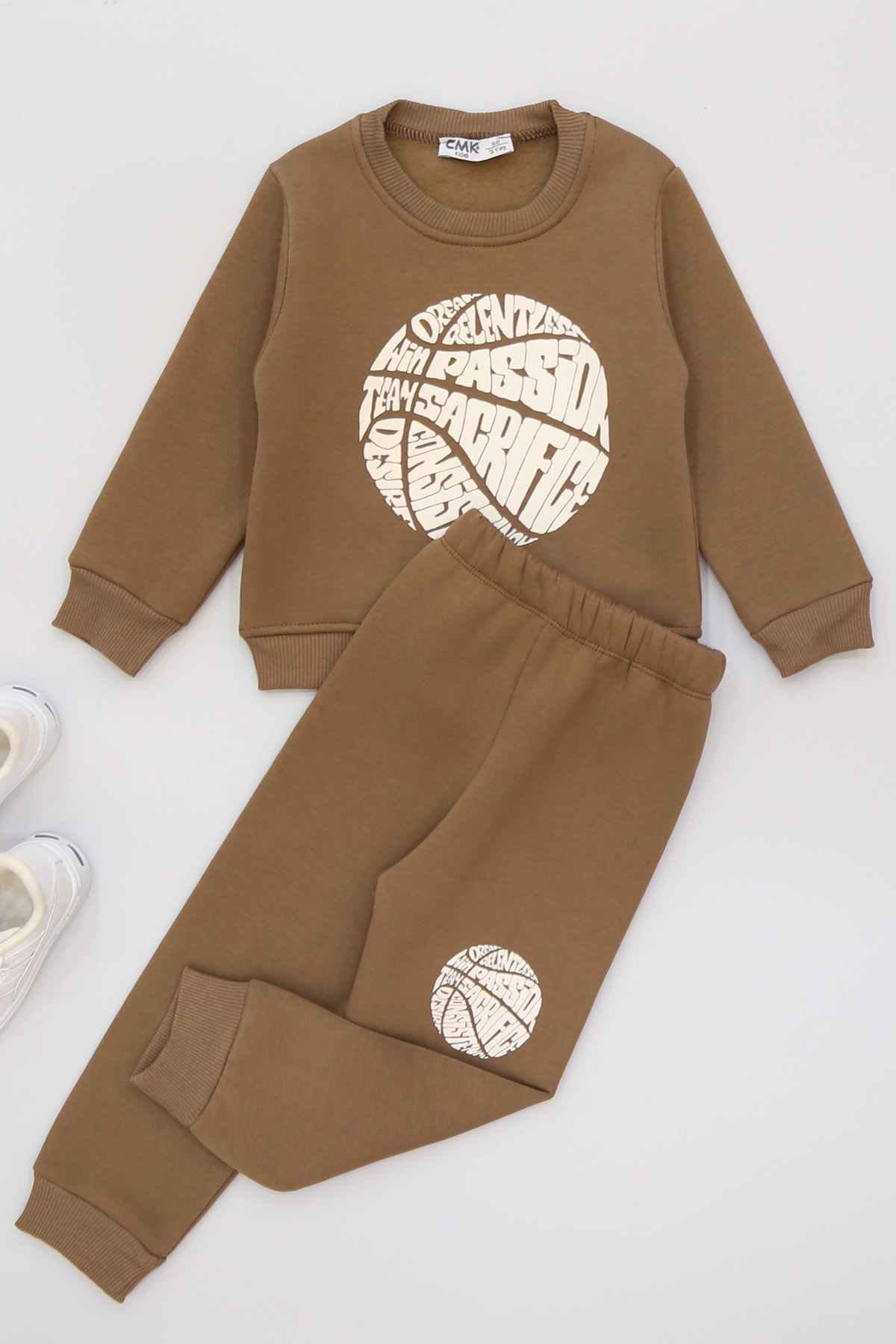 3-7 Yaş 3 İplik Şardonlu İkili Takım Kahve - 50805.1867.