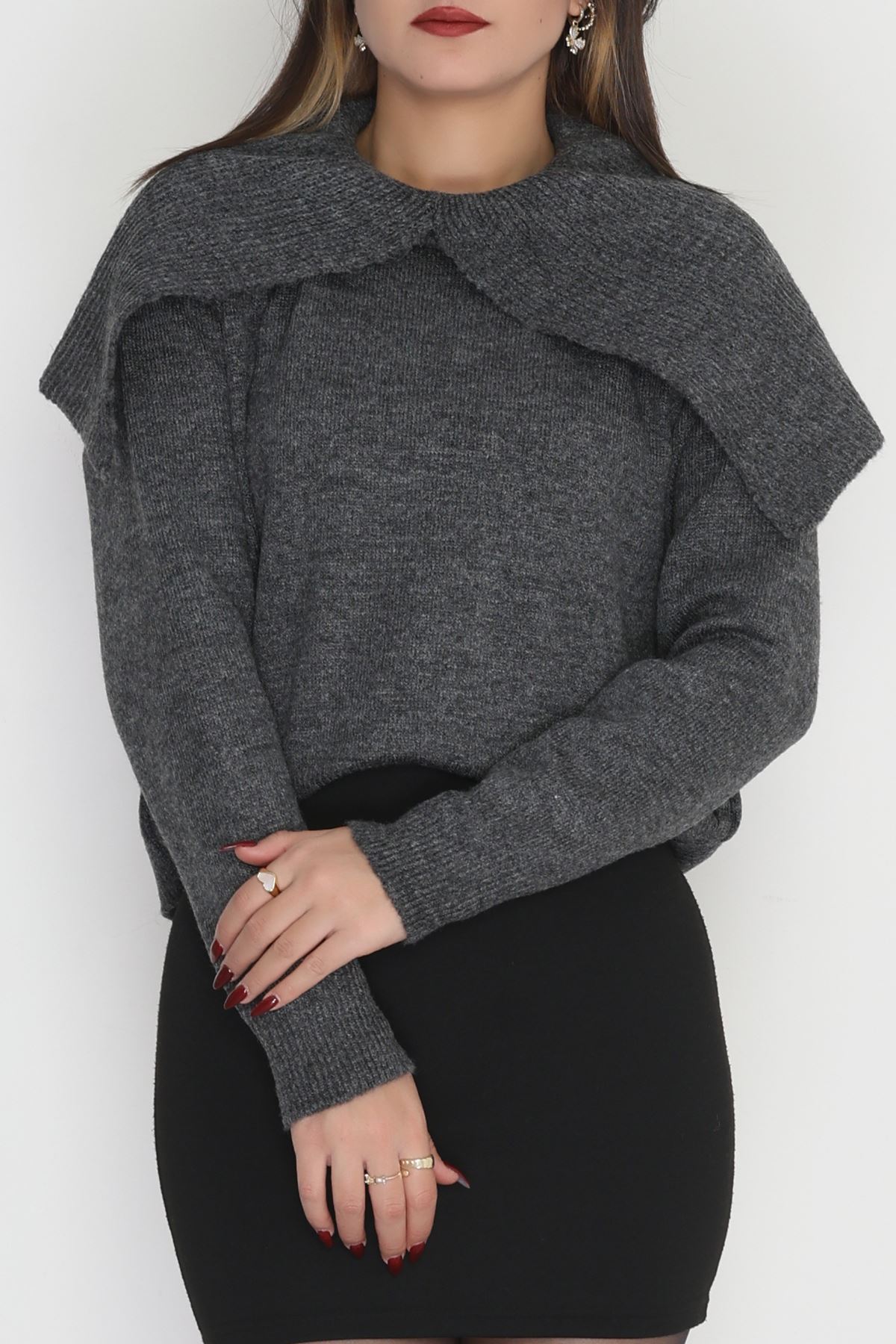 Şal Yaka Triko Antrasit - 2256.1765.