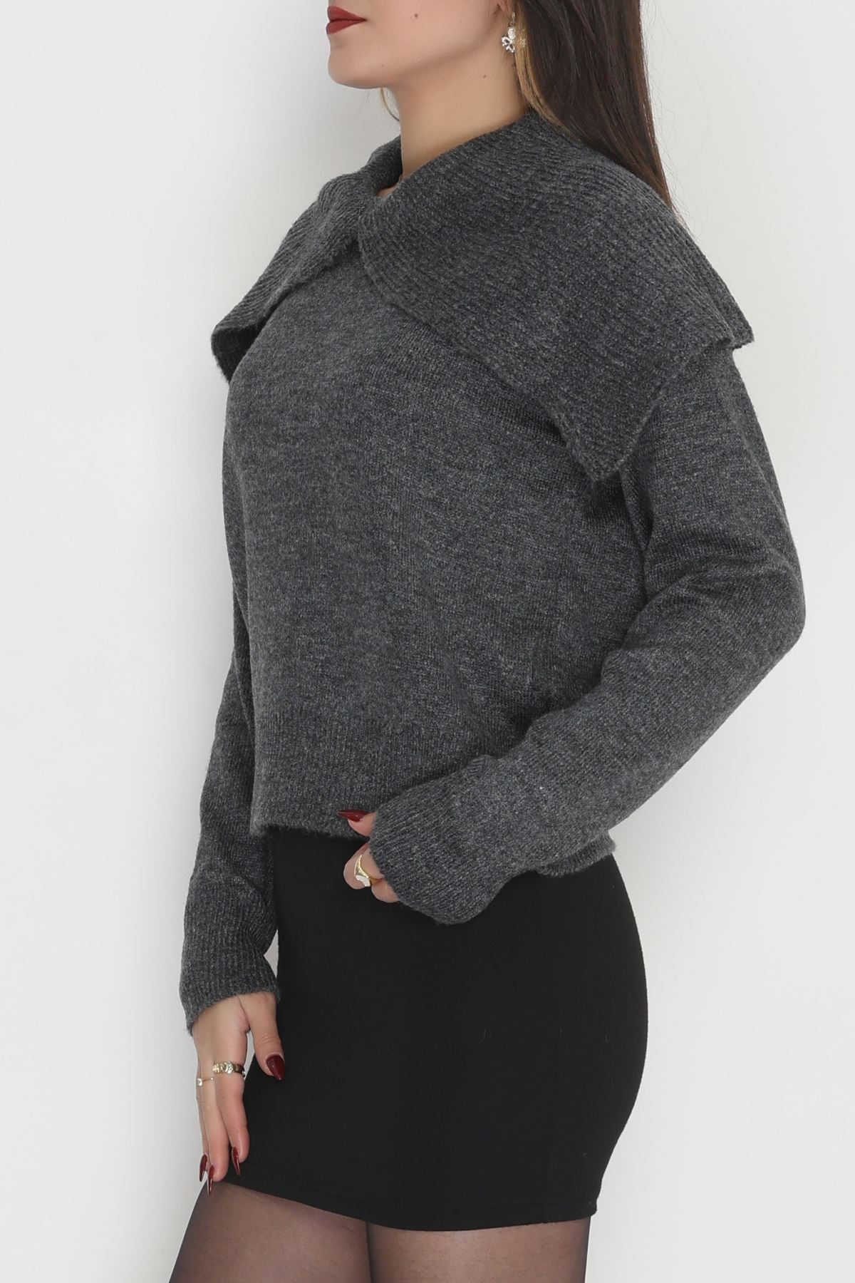 Şal Yaka Triko Antrasit - 2256.1765.