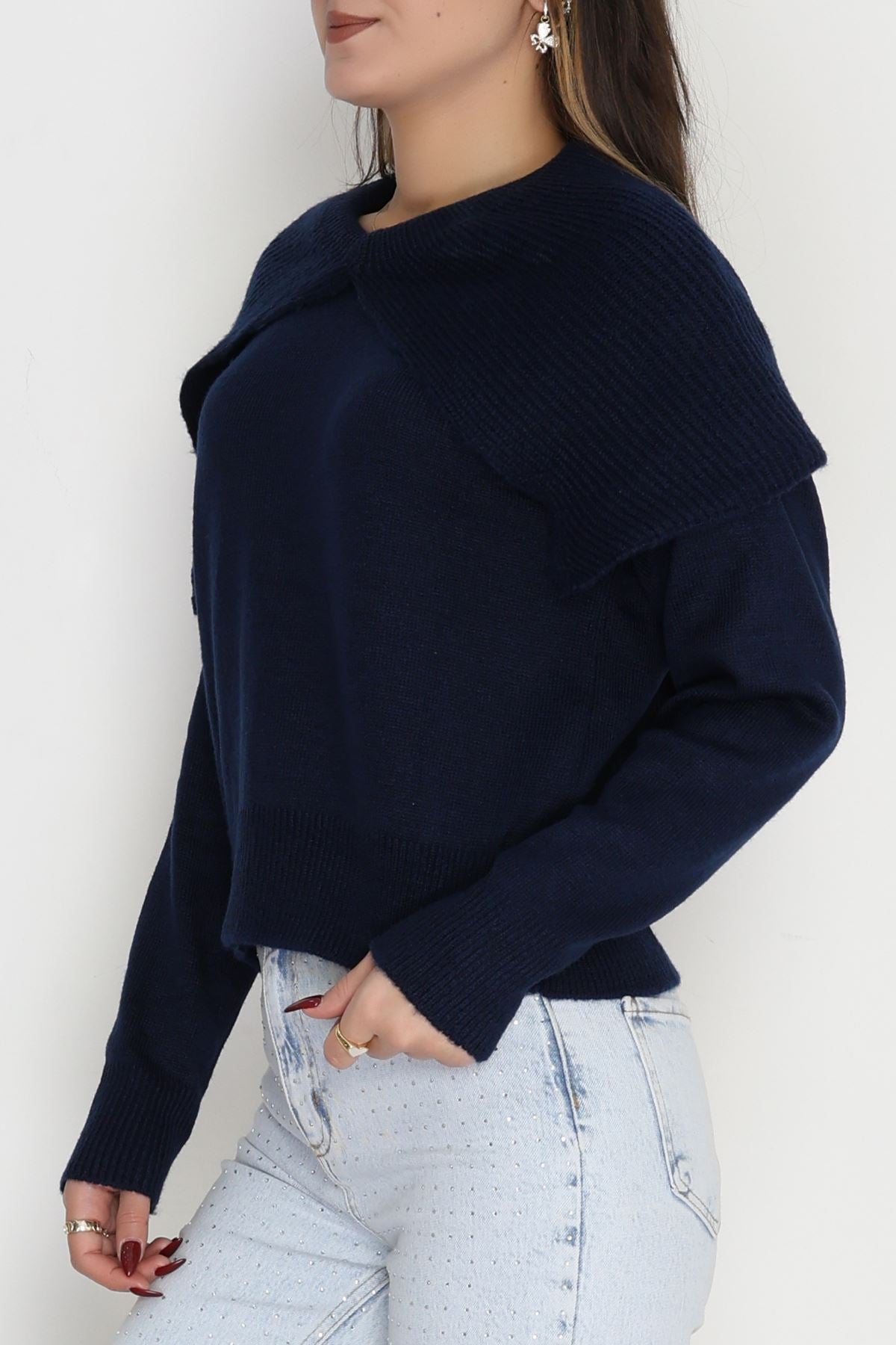 Şal Yaka Triko Lacivert - 2256.1765.