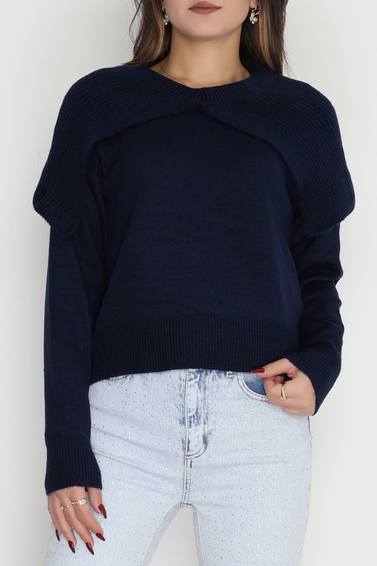 Şal Yaka Triko Lacivert - 2256.1765.