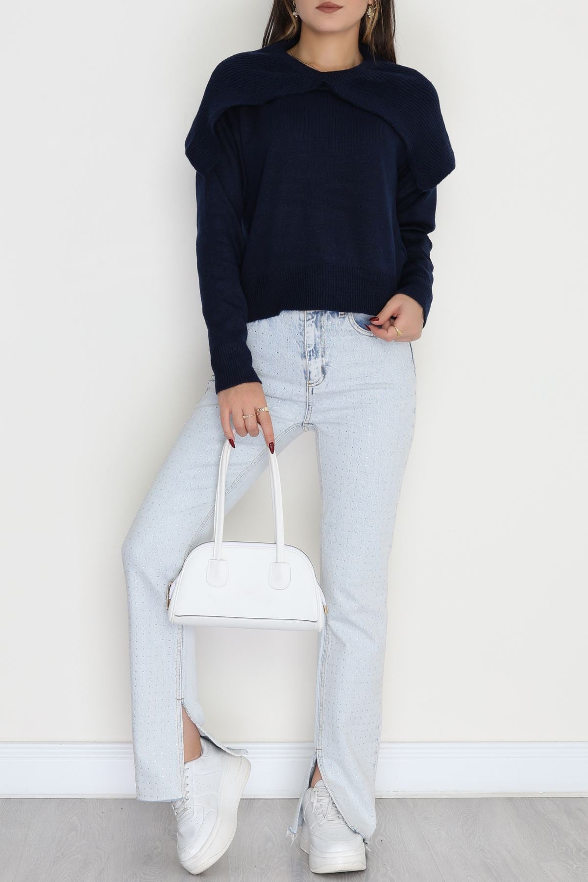 Şal Yaka Triko Lacivert - 2256.1765.