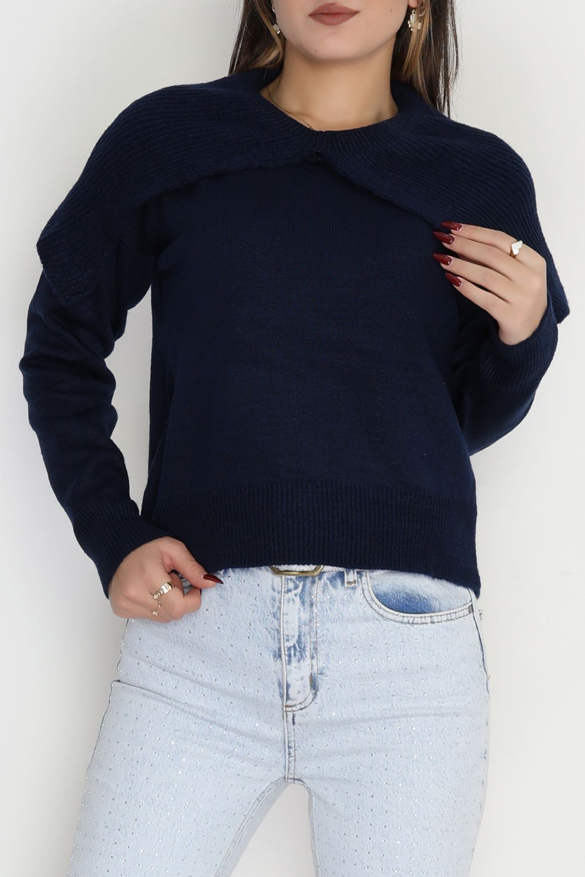 Şal Yaka Triko Lacivert - 2256.1765.