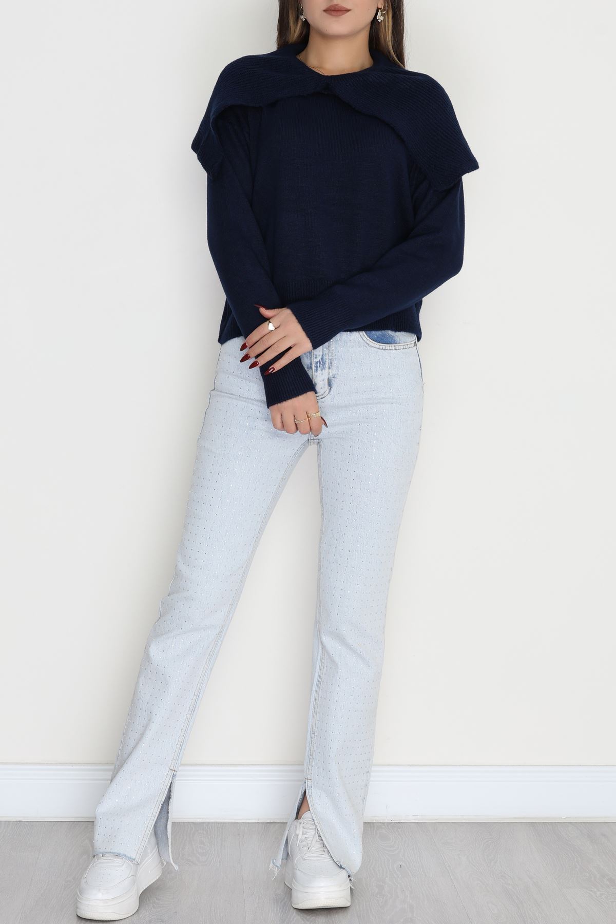 Şal Yaka Triko Lacivert - 2256.1765.