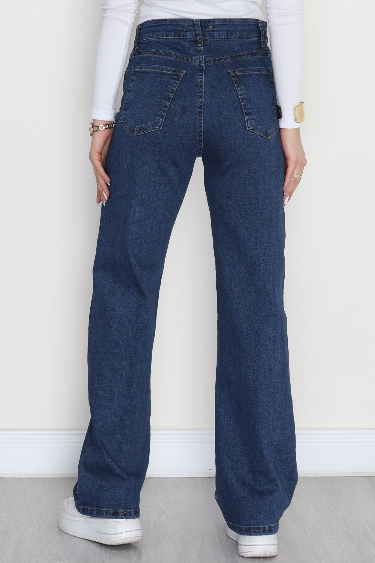 Taşlı Palazzo Kot Pantolon Lacivert - 31528.2001.