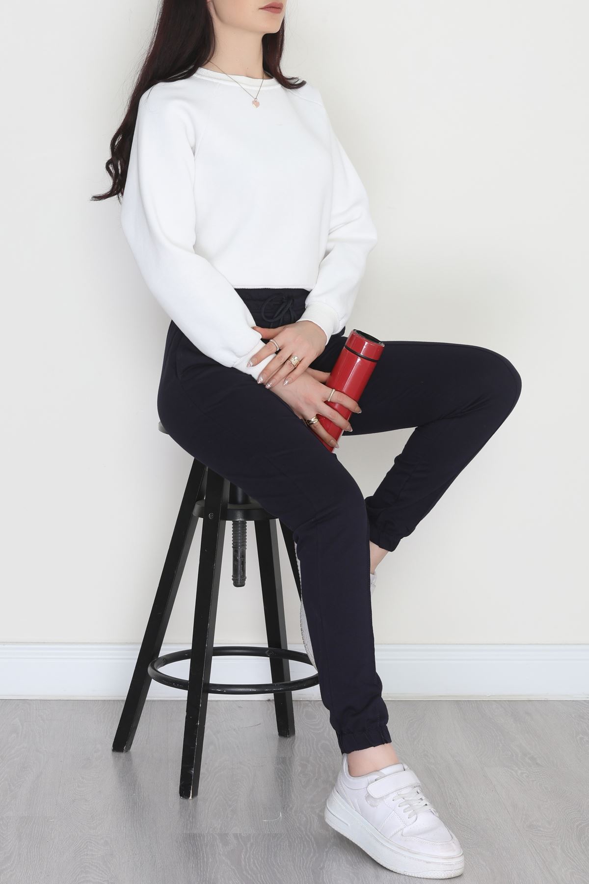 Baskılı Double Paça Eşofman Altı Lacivert - 41276.1431.