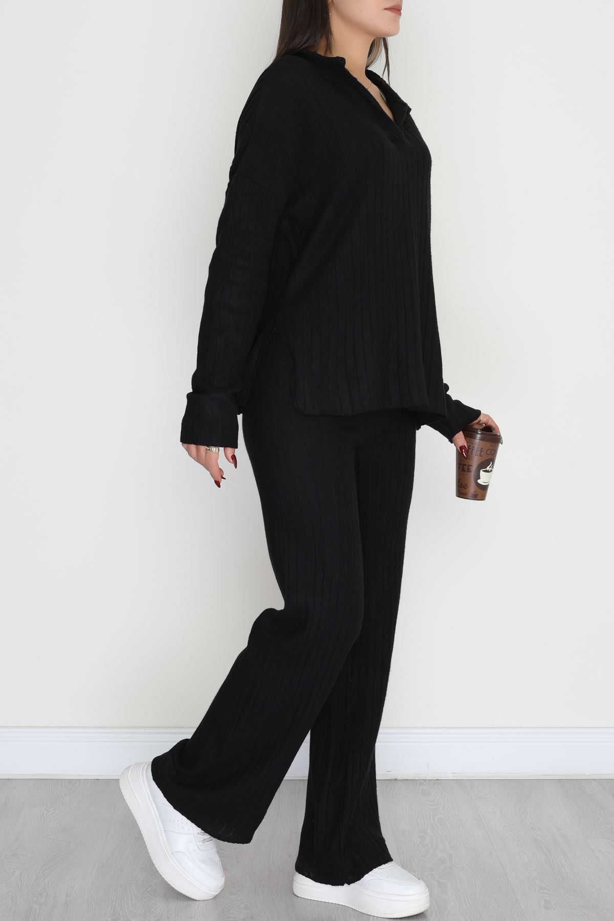 Polo Yaka İnterlok Kumaş İkili Takım Siyah - 42634.1567.