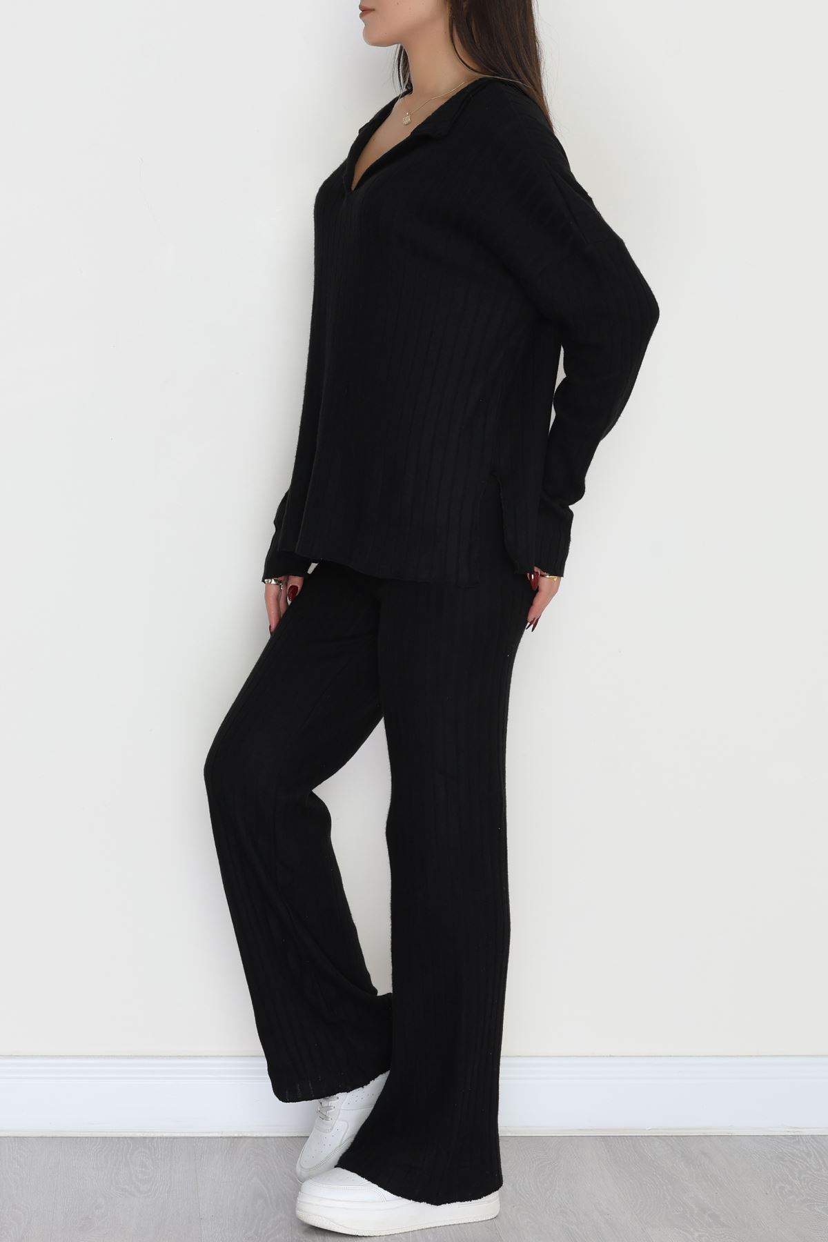 Polo Yaka İnterlok Kumaş İkili Takım Siyah - 42634.1567.