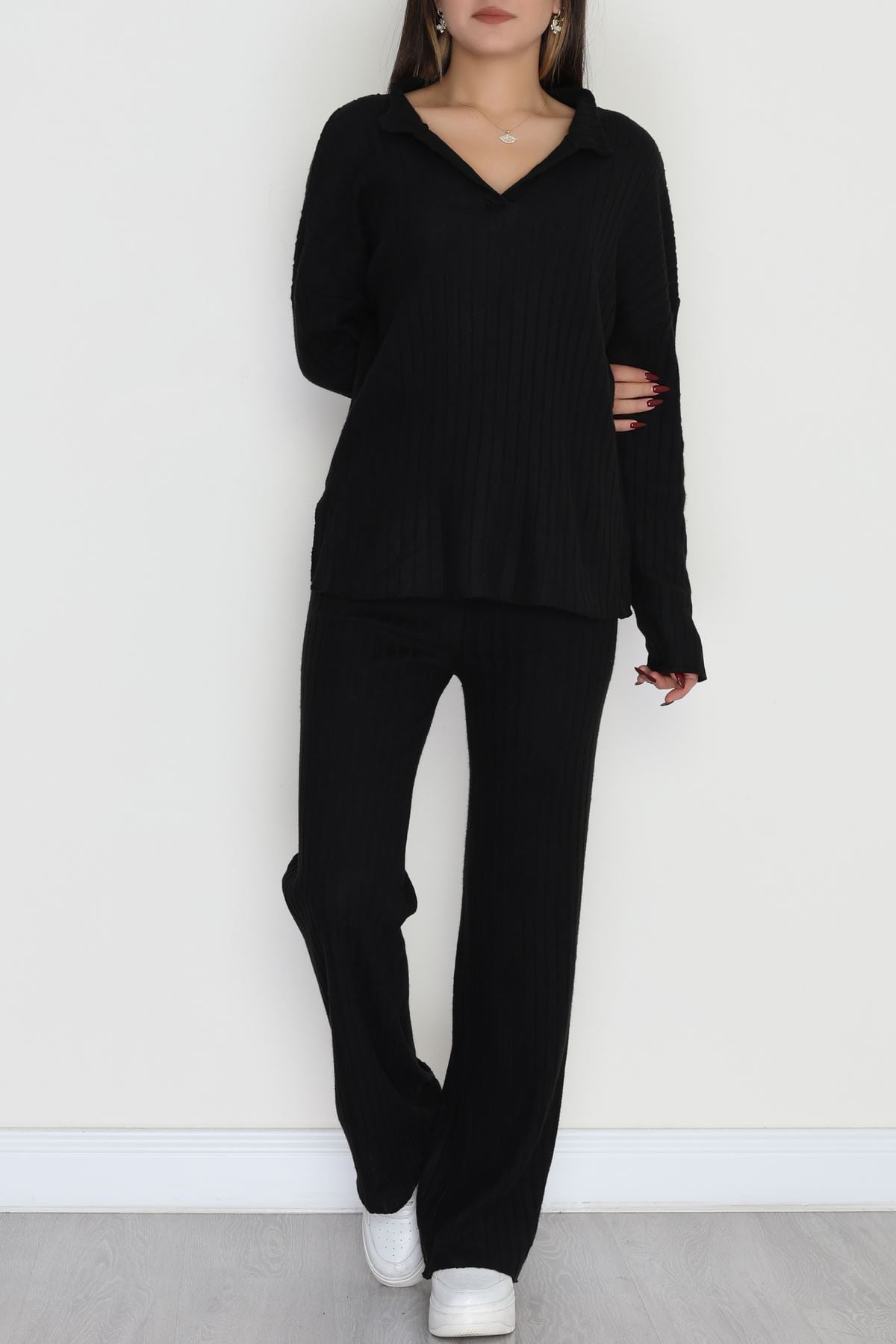 Polo Yaka İnterlok Kumaş İkili Takım Siyah - 42634.1567.