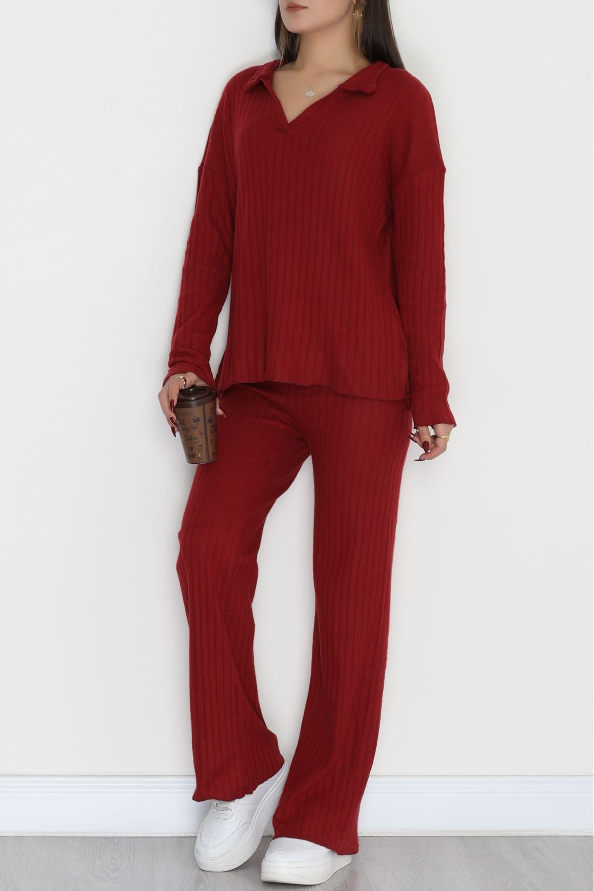 Polo Yaka İnterlok Kumaş İkili Takım Bordo - 42634.1567.