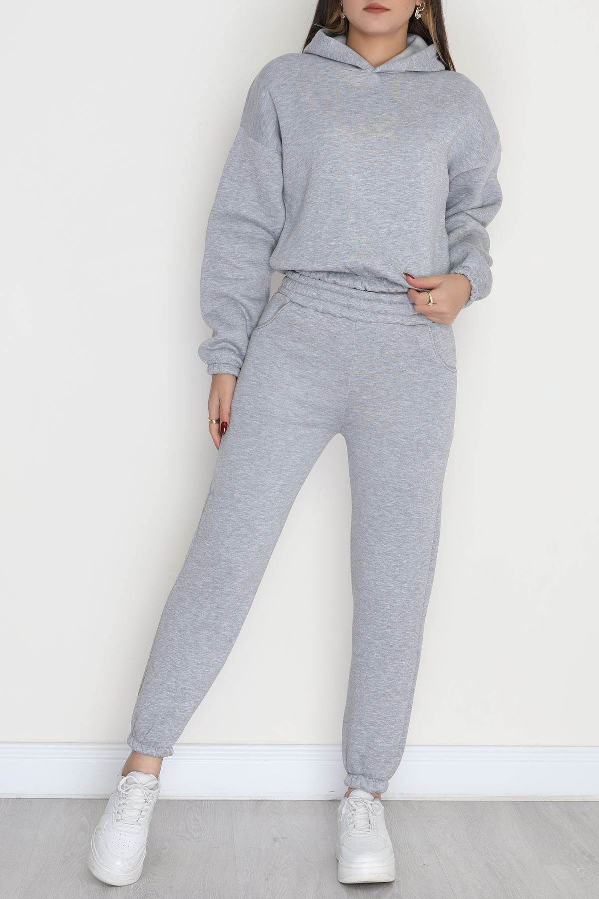 3 İplik Şardonlu Eşofman Takımı Gri - 52049.1878.